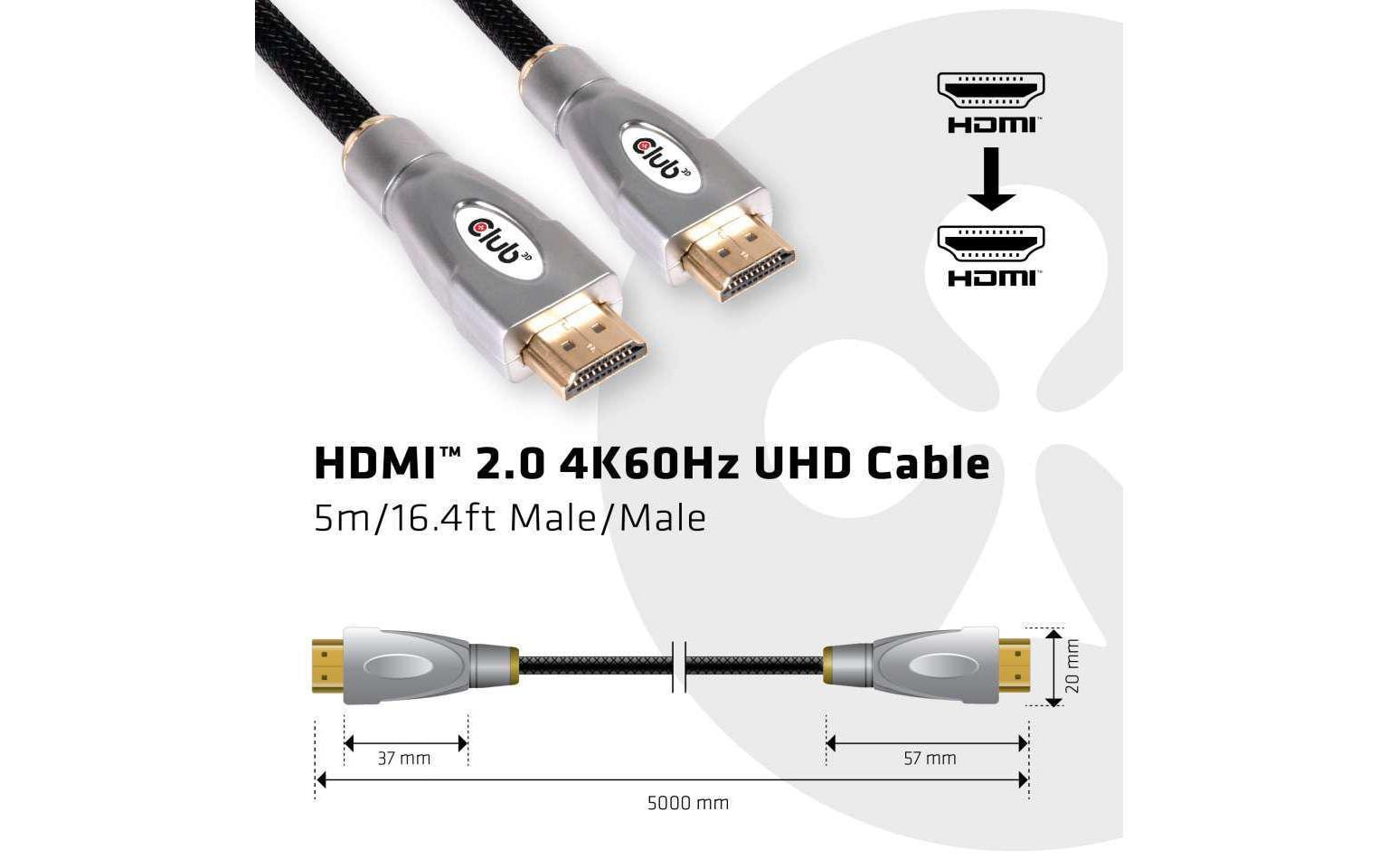 CLUB3D Club 3D HDMI Kabel HDMI 2.0 4K 60 Hz – 5 m