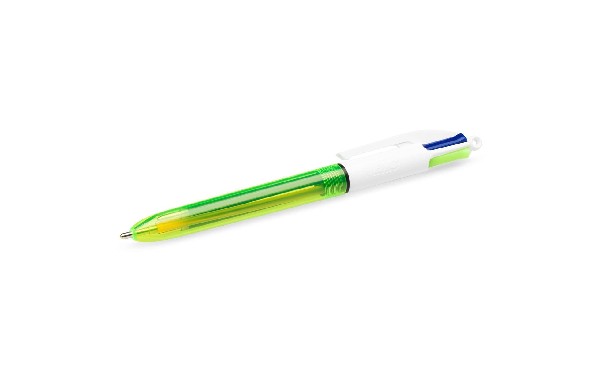 BIC Fluo 933949 Multifunktions-Kugelschreiber – 4 Farben (Schwarz/Blau/Rot/Gelb), Spitze 1,6 mm, Druck