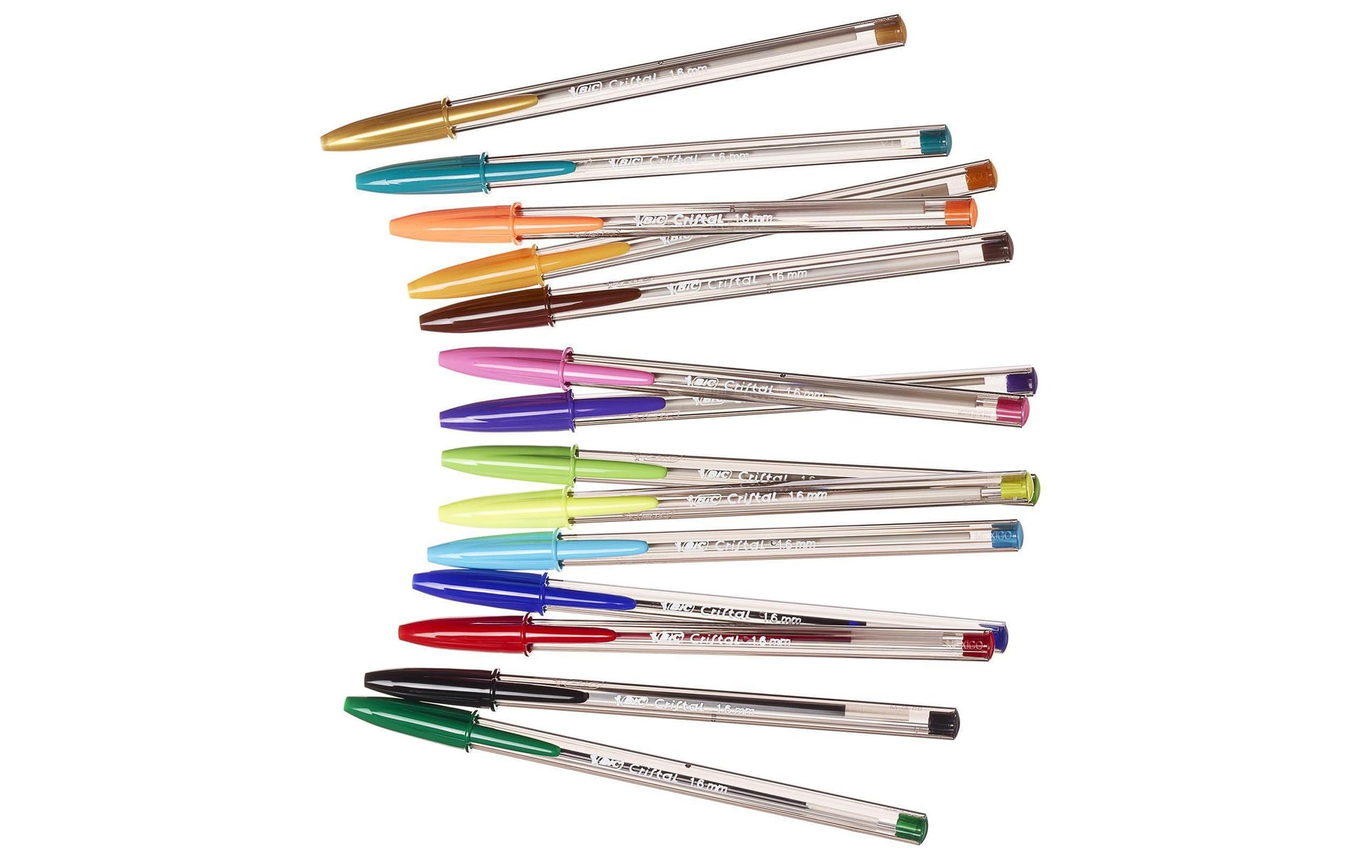 BIC Cristal Multi Colour Kugelschreiber – 15er Pack, Mehrfarbig, Spitze 0,3 mm, Deckel