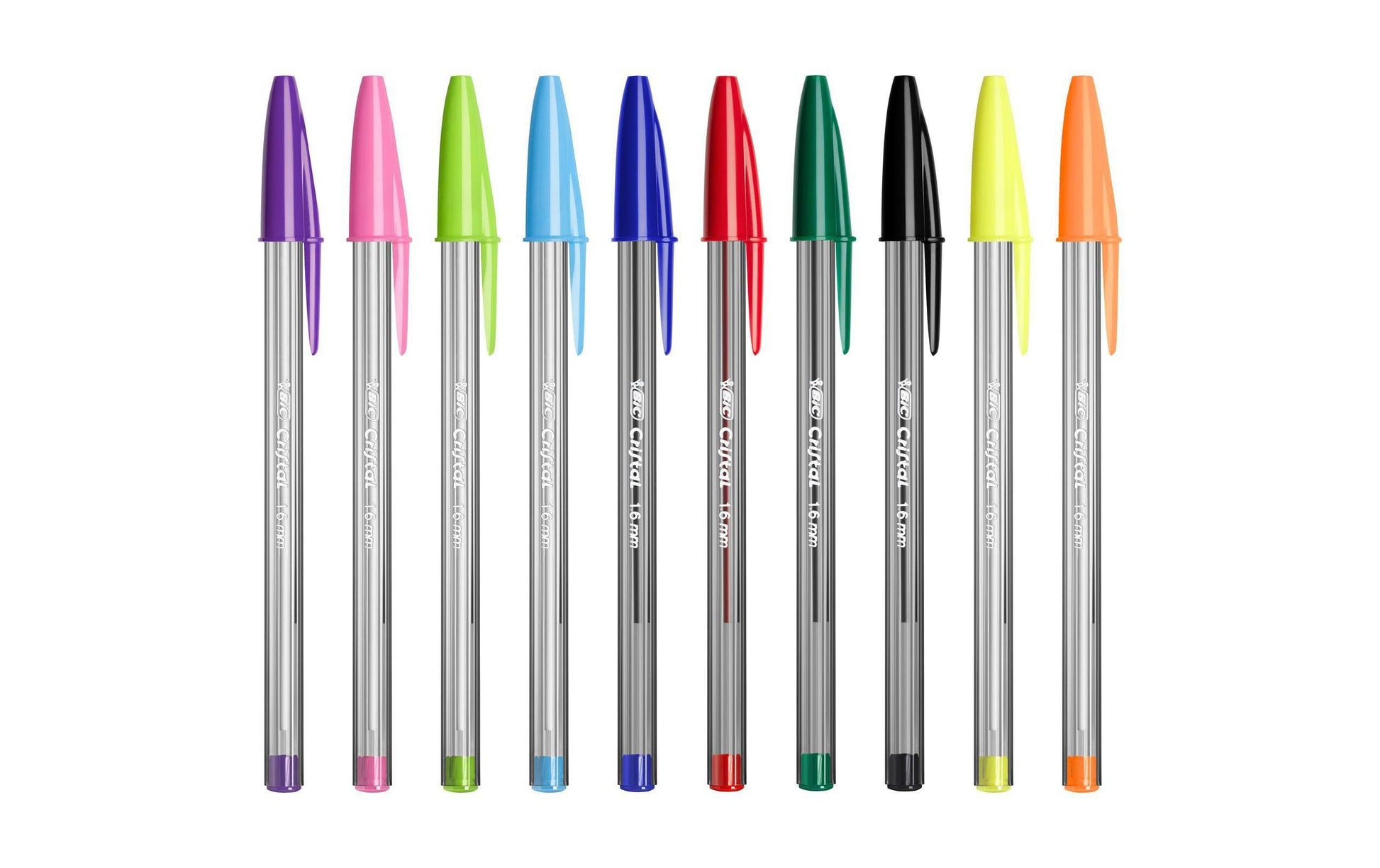 BIC Cristal Multi Colour Kugelschreiber – 15er Pack, Mehrfarbig, Spitze 0,3 mm, Deckel