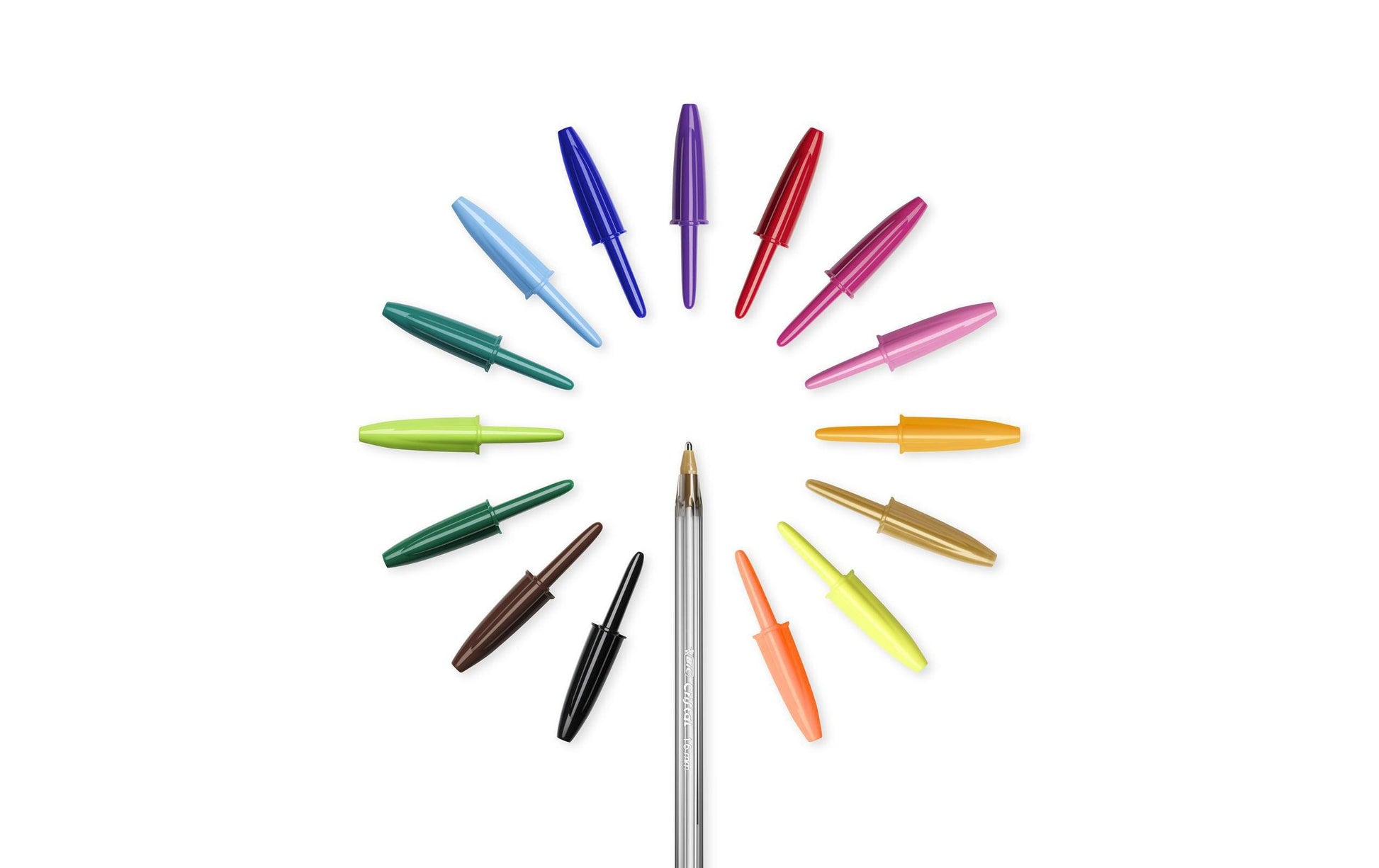 BIC Cristal Multi Colour Kugelschreiber – 15er Pack, Mehrfarbig, Spitze 0,3 mm, Deckel
