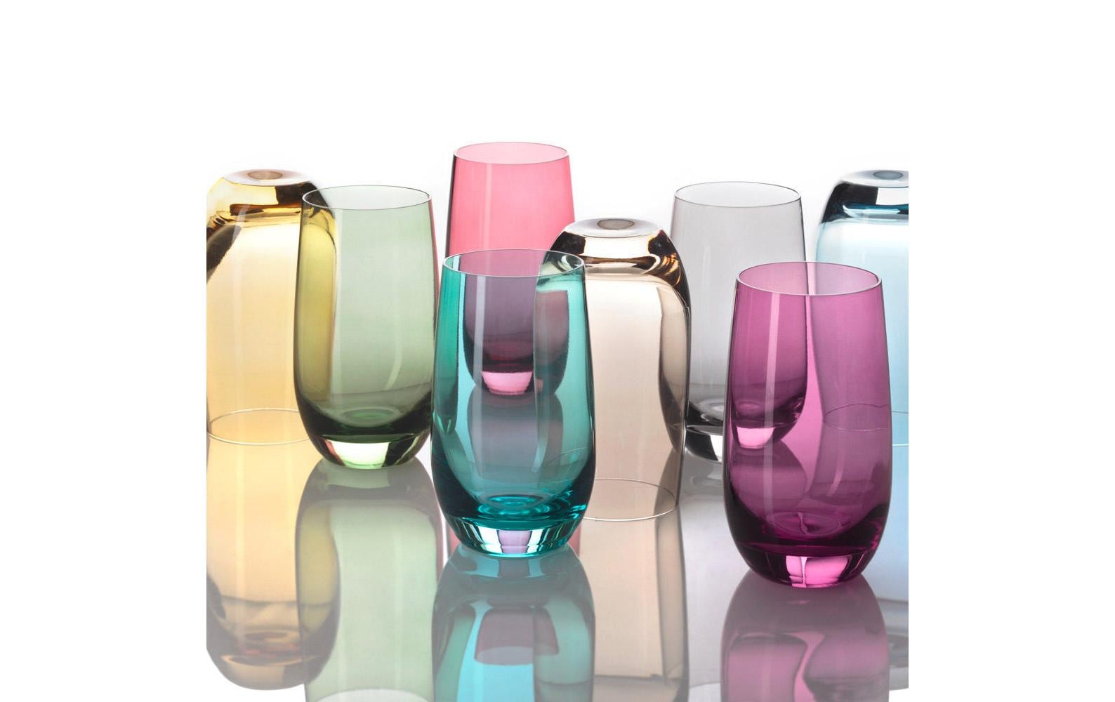 LEONARDO Sora Trinkglas – 0,39 l, Kalk-Natron-Glas, Mehrfarbig, Spülmaschinenfest, 6 Stück