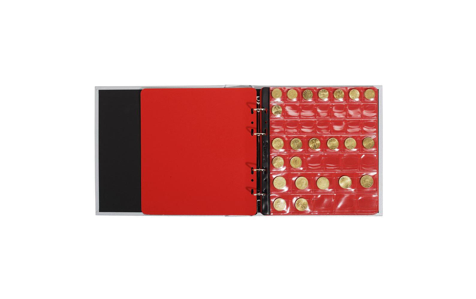 Exacompta Dokumentenmappe Münzenordner 245 × 250 mm – 4 Ringe, Kunstleder, Bordeaux, Münzfach, bis 5 Blatt