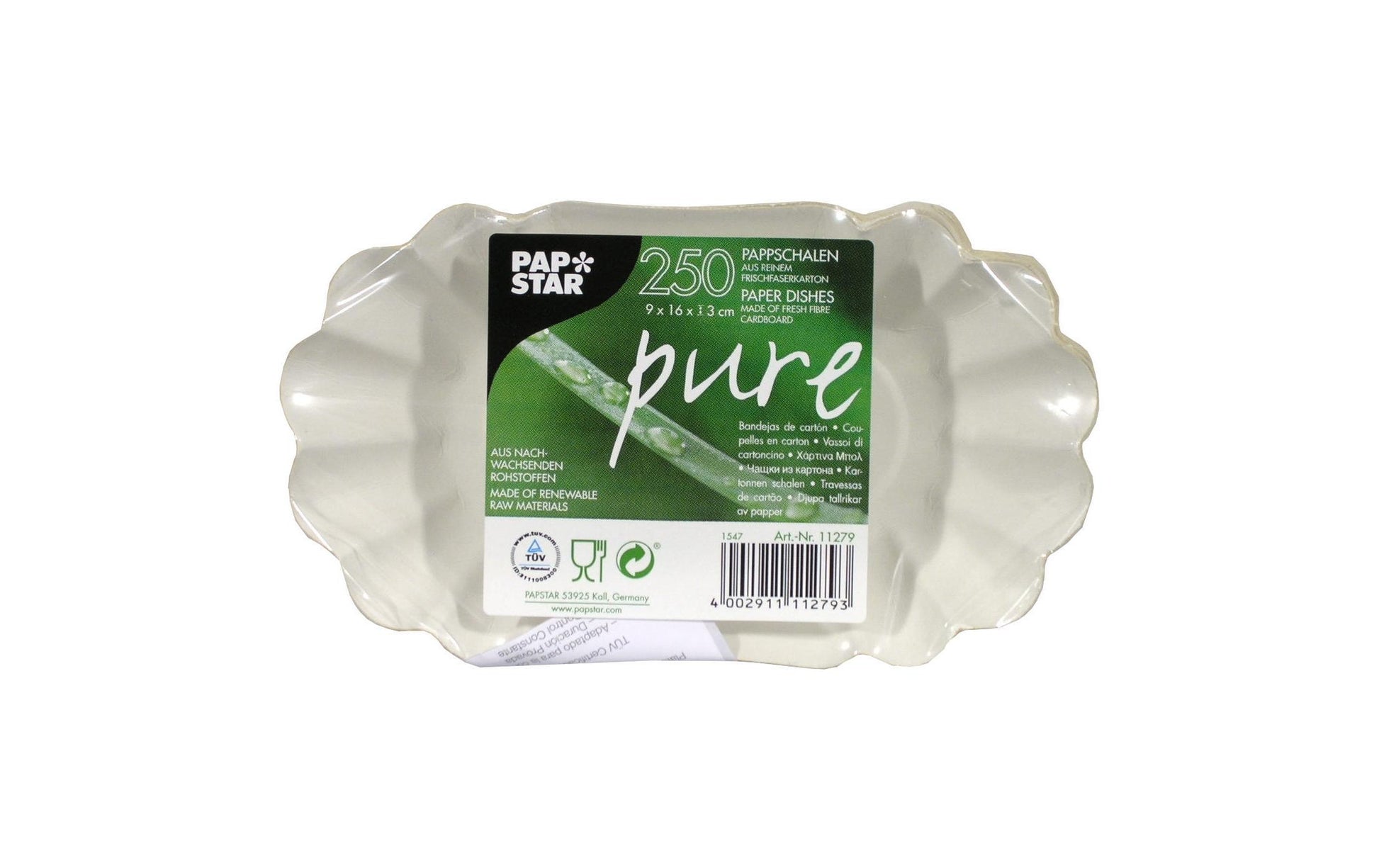 Papstar Teller, Papier/Karton, rechteckig – 16 × 9 cm – weiss – 250 Stk.