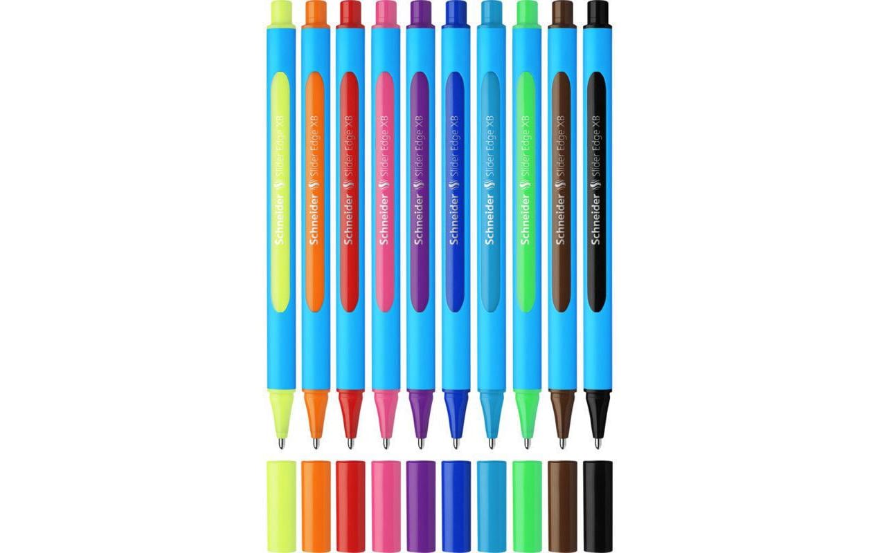 Schneider Schreibgeräte Schneider Slider Edge Kugelschreiber – 10er Pack, Mehrfarbig, Extradick, Deckel, dokumentenecht