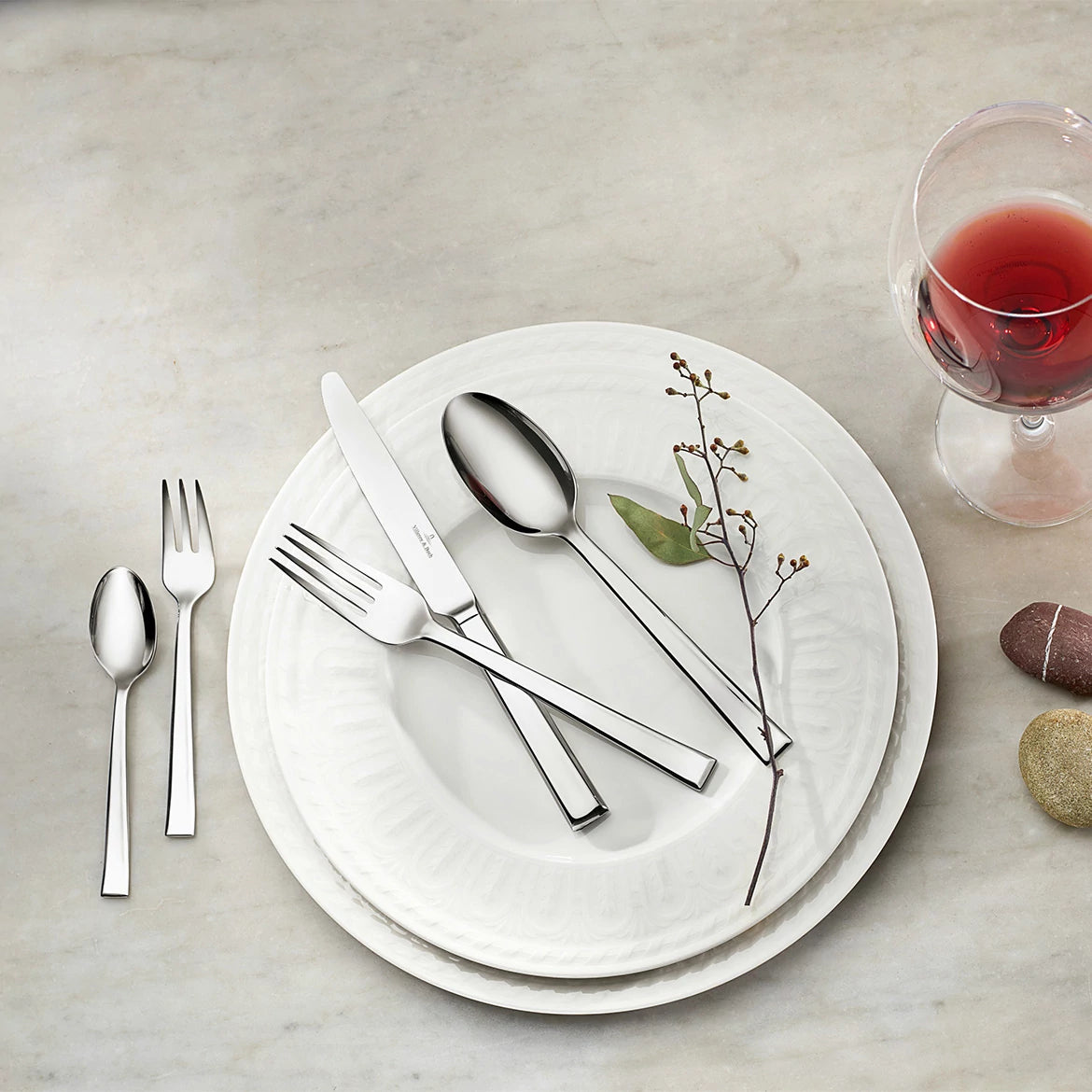 Villeroy & Boch Victor Tafelbesteck Set – Edelstahl, Silber, spülmaschinenfest, 30 Stk.