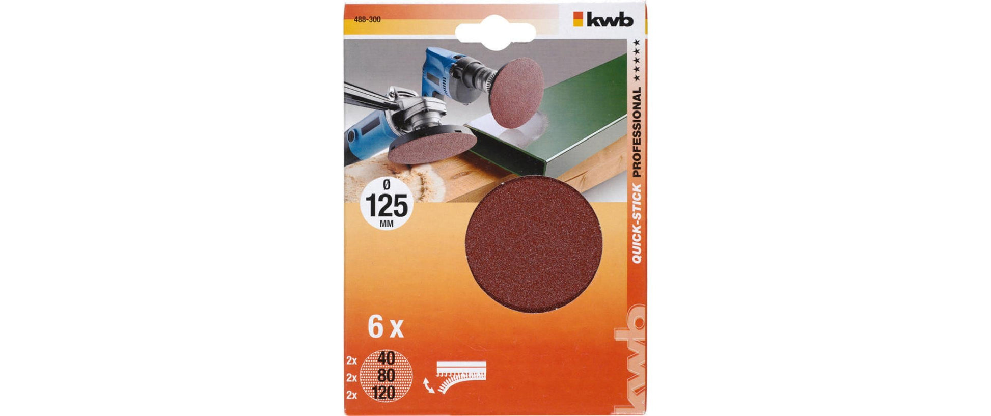 kwb Kletthaftscheiben 125 mm K40/K80/K120 – 6 Stk – für Metall & Holz