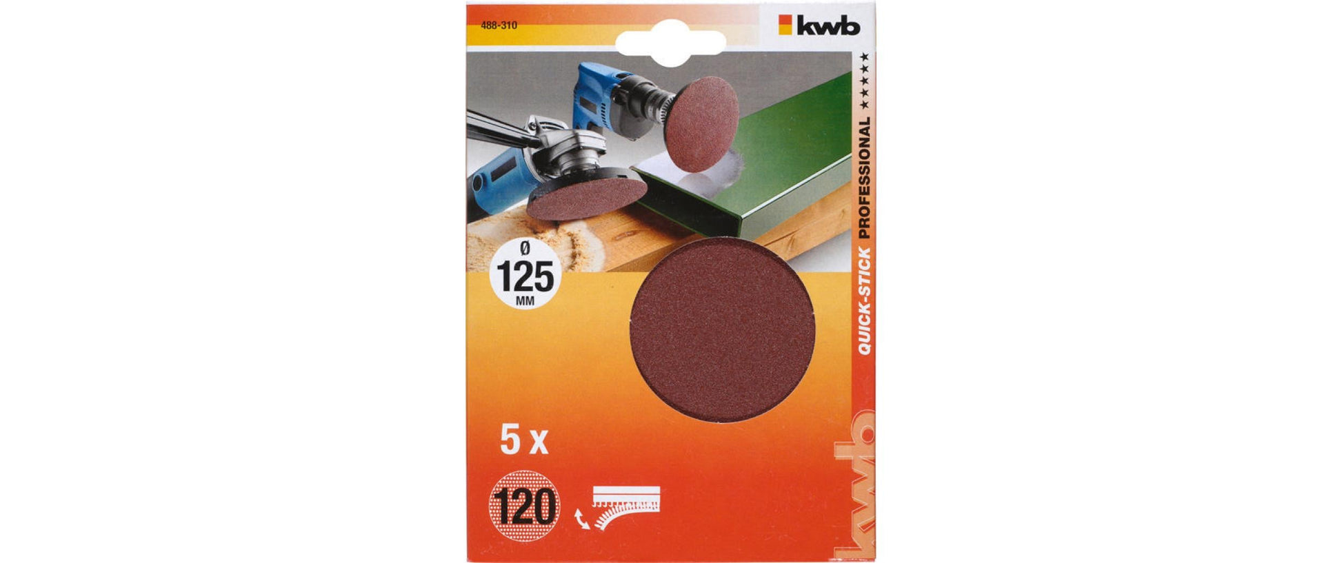 kwb Schleifscheibe 125 mm – P120 – für Metall & Holz – 5 Stk
