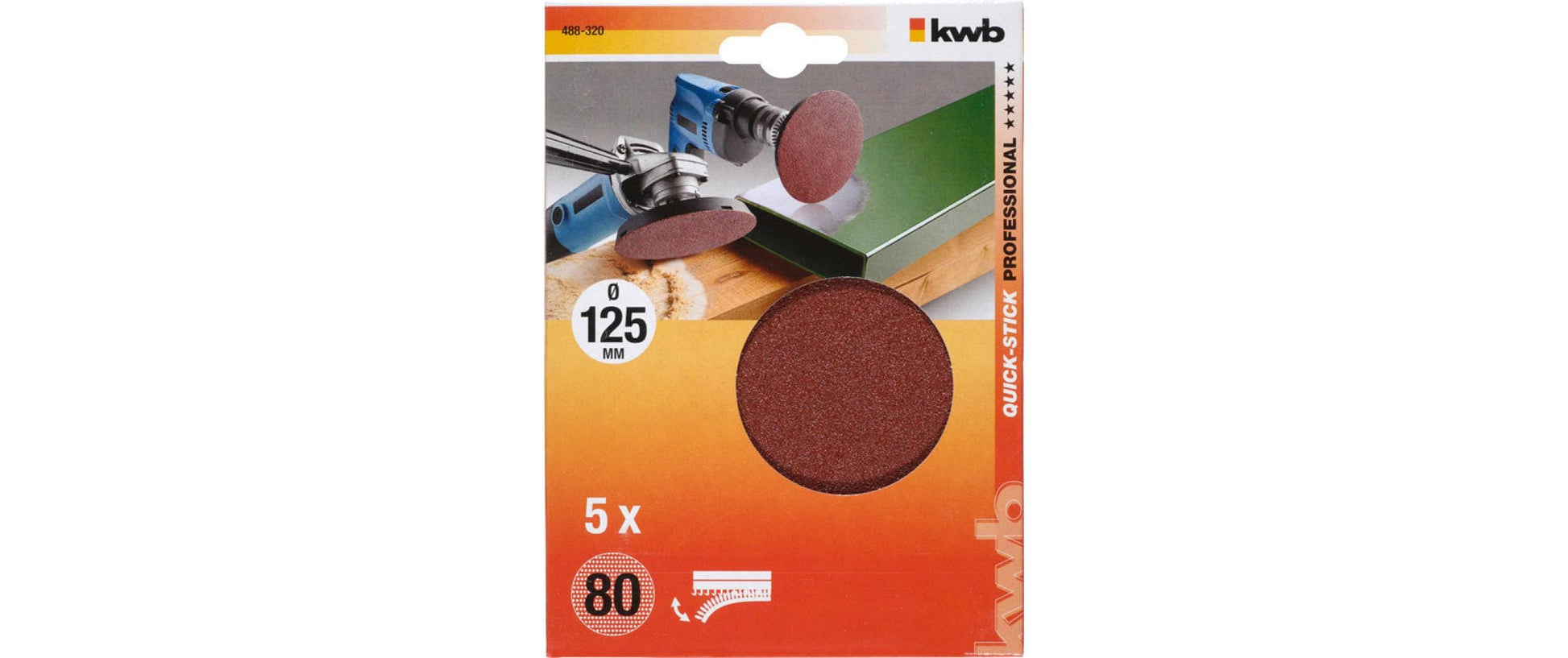 kwb Schleifscheibe 125 mm P80 Aluminiumoxid – für Metall, Holz, Kunststoff u. a. – 5 Stk