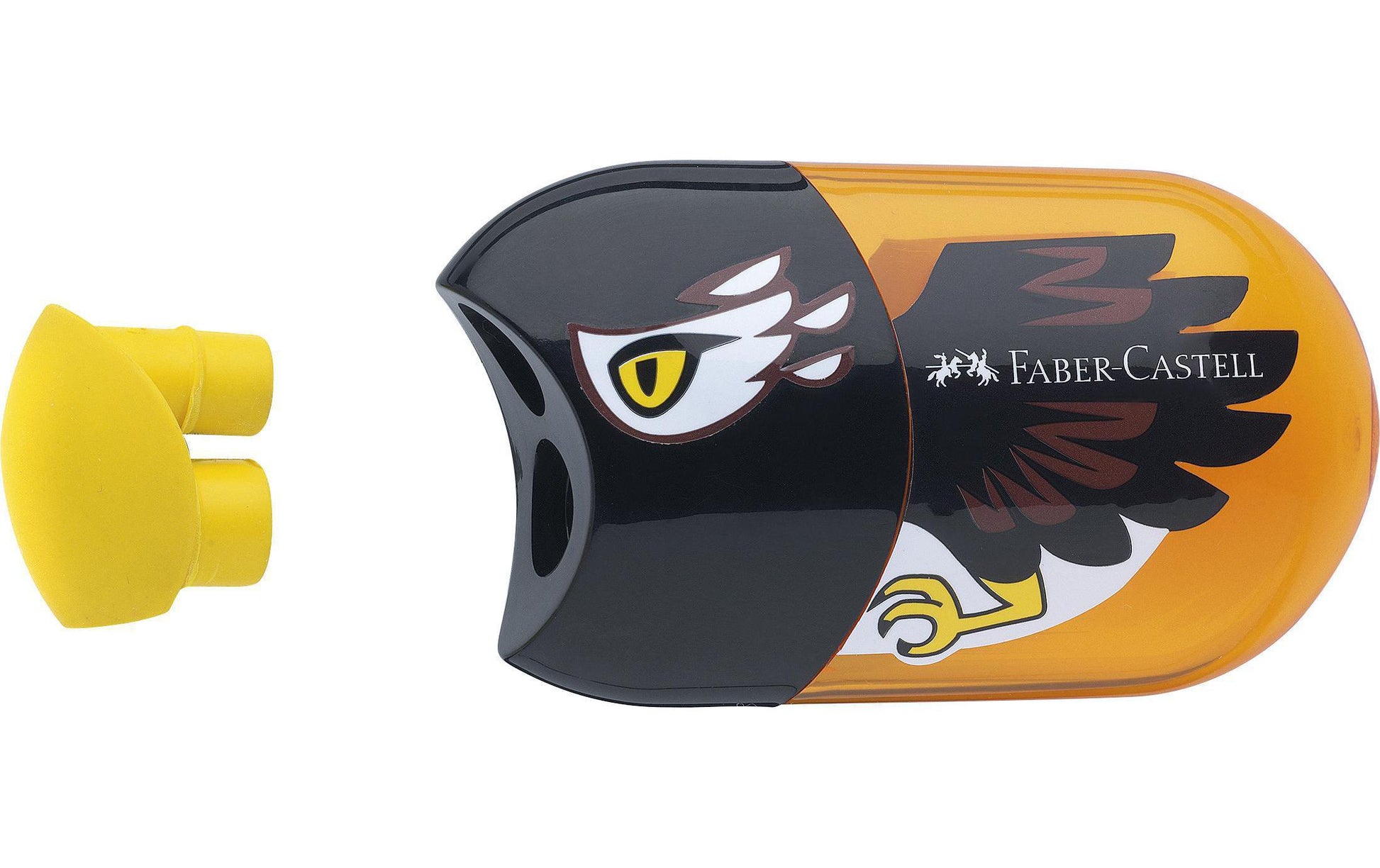 Faber-Castell 183527 Adler Doppel-Spitzdose – für Blei- und Farbstifte – farbig sortiert – mit Radierer
