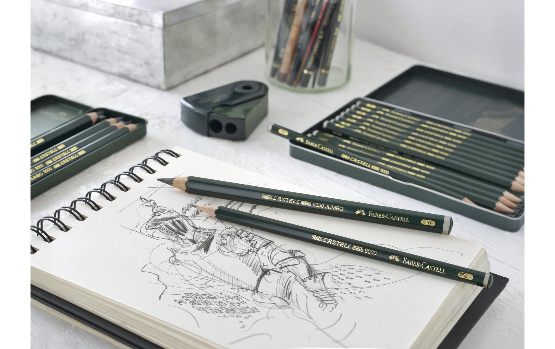Faber-Castell CASTELL 9000 Graphit-Set, 8B–2H, mit Aufbewahrungsbox – 12-teilig