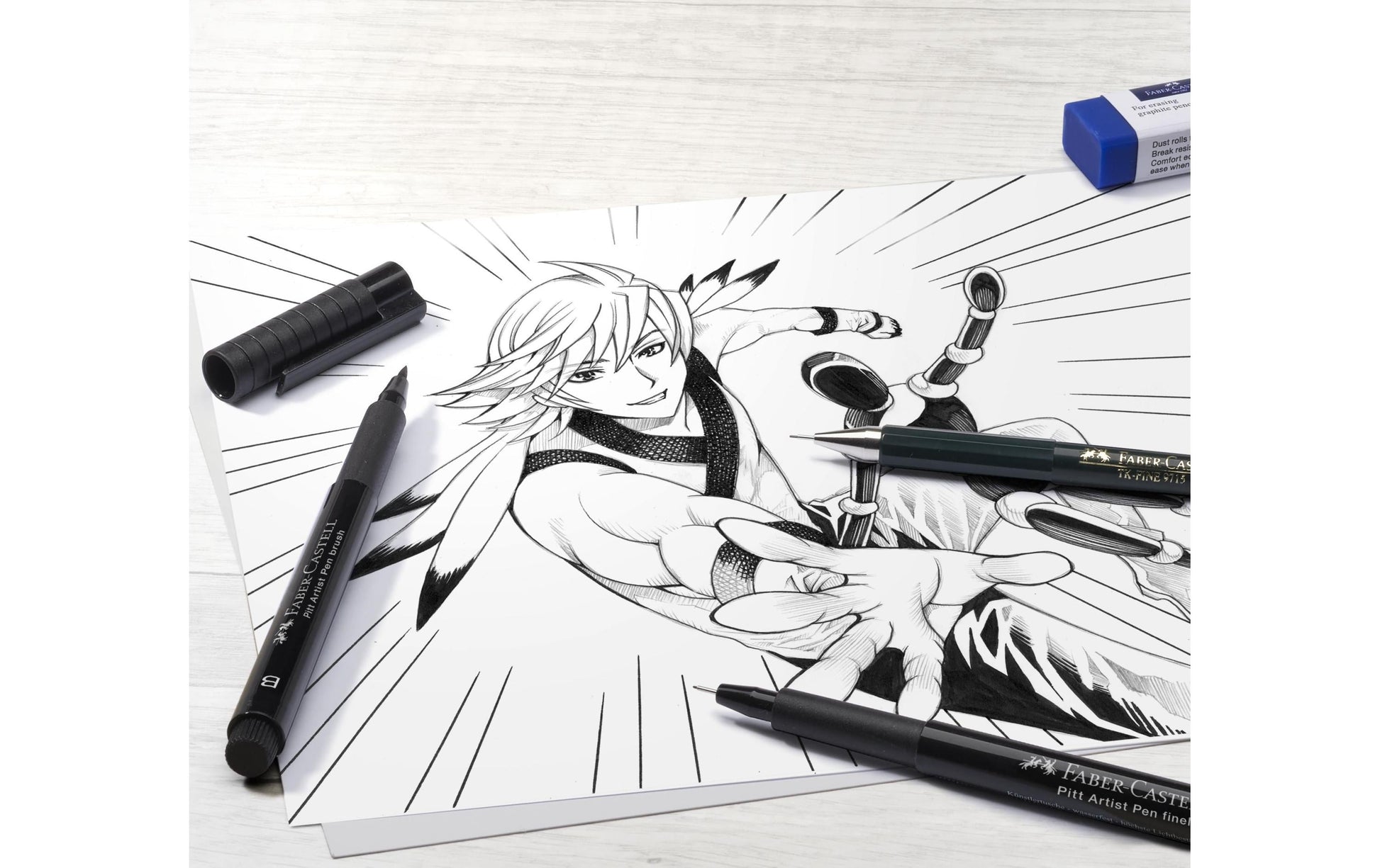 Faber-Castell Tuschestifte – farbig sortiert, Kunststoff, 19er-Pack, wasserfest, lichtbeständig