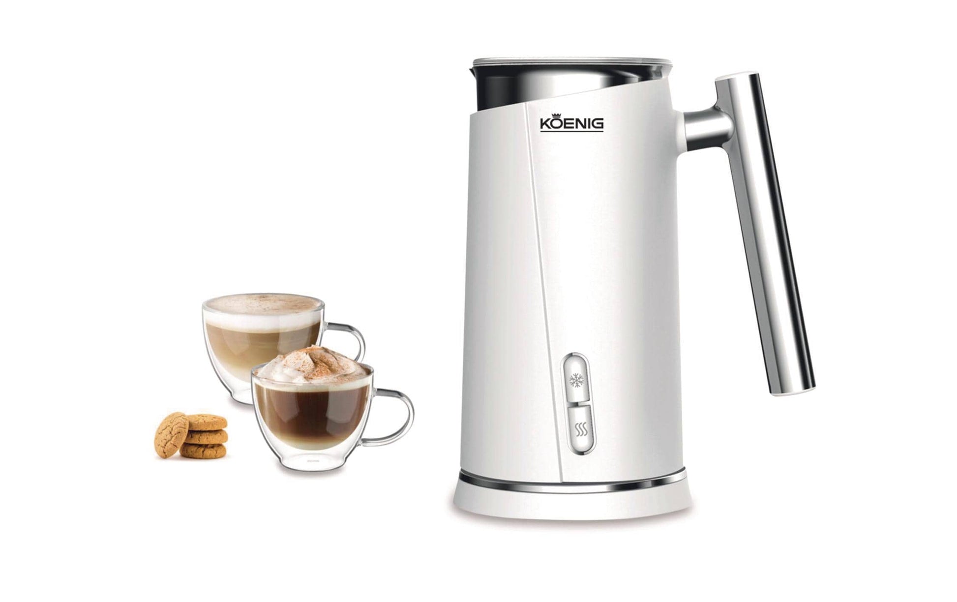 Koenig Elektrischer Milchschäumer B02123 – Füllmenge 150 ml, Schaum 150 ml, 500 W, Weiss