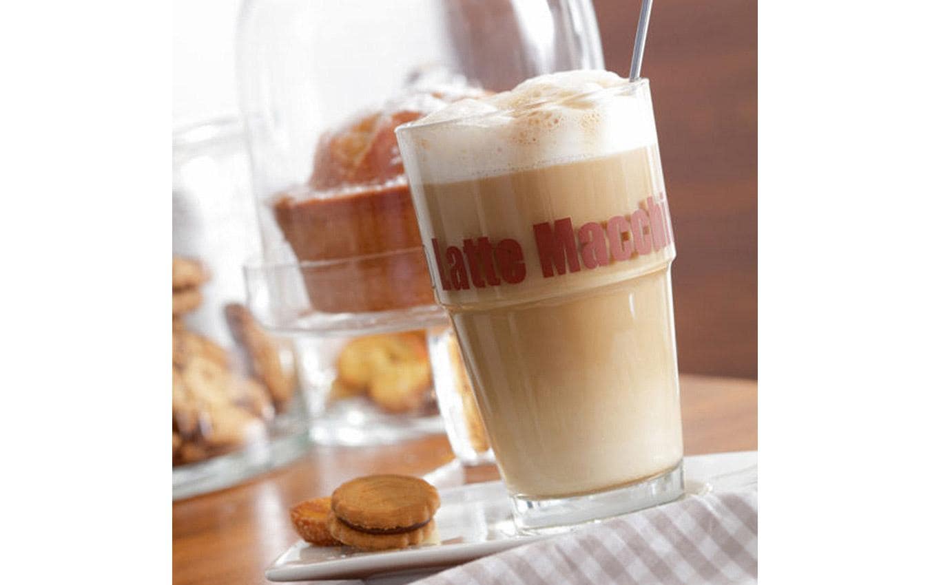 Leonardo Latte Macchiato Glas – 2er Set, 410 ml, Ø 8,4 cm, Transparent, mit Löffeln, spülmaschinenfest