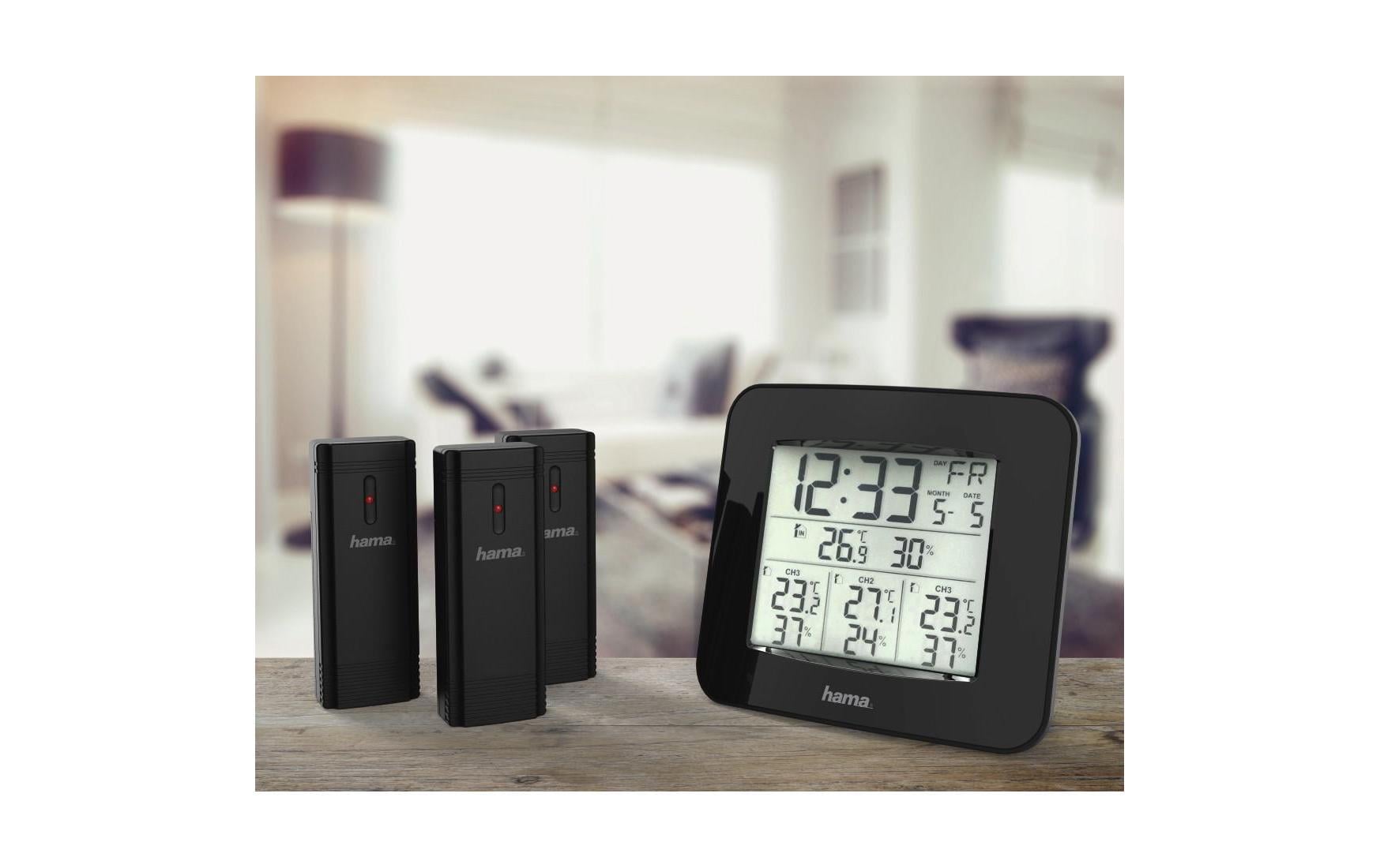 Hama EWS-Trio – Wetterstation, Aussentemperatur, inkl. 3 Sensoren – schwarz