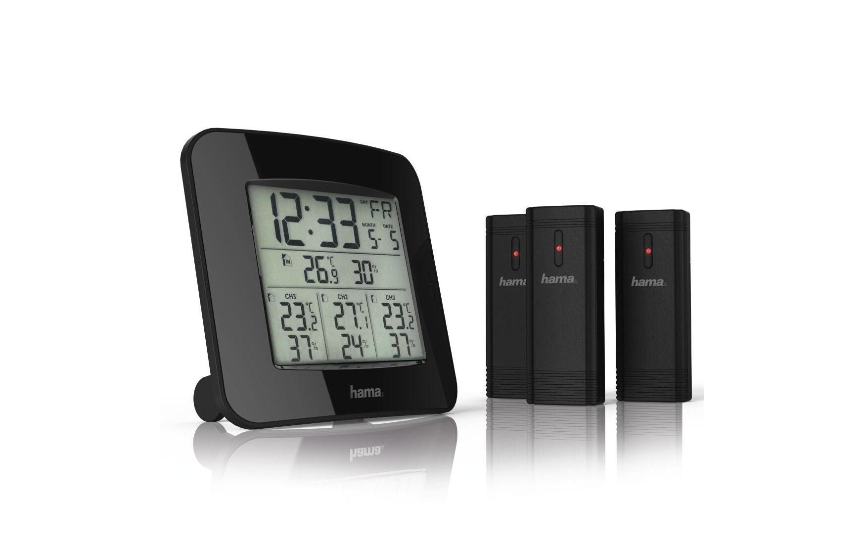 Hama EWS-Trio – Wetterstation, Aussentemperatur, inkl. 3 Sensoren – schwarz