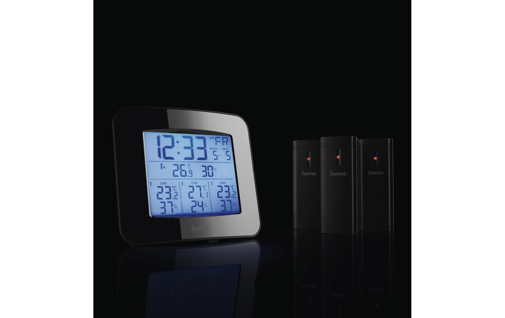 Hama EWS-Trio – Wetterstation, Aussentemperatur, inkl. 3 Sensoren – schwarz