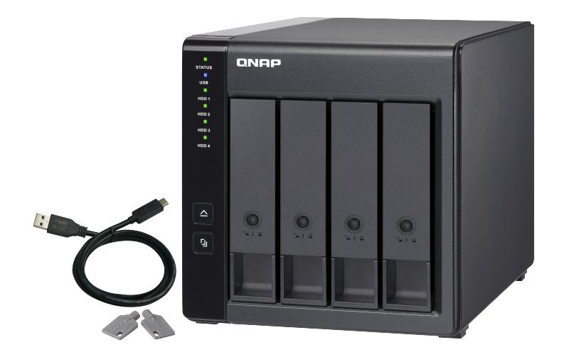 QNAP TR-004 – 4-Bay Rack HDD-Gehäuse – USB 3.2 Gen 1 Type-C, für 2,5"/3,5" HDD/SSD, SATA II/III