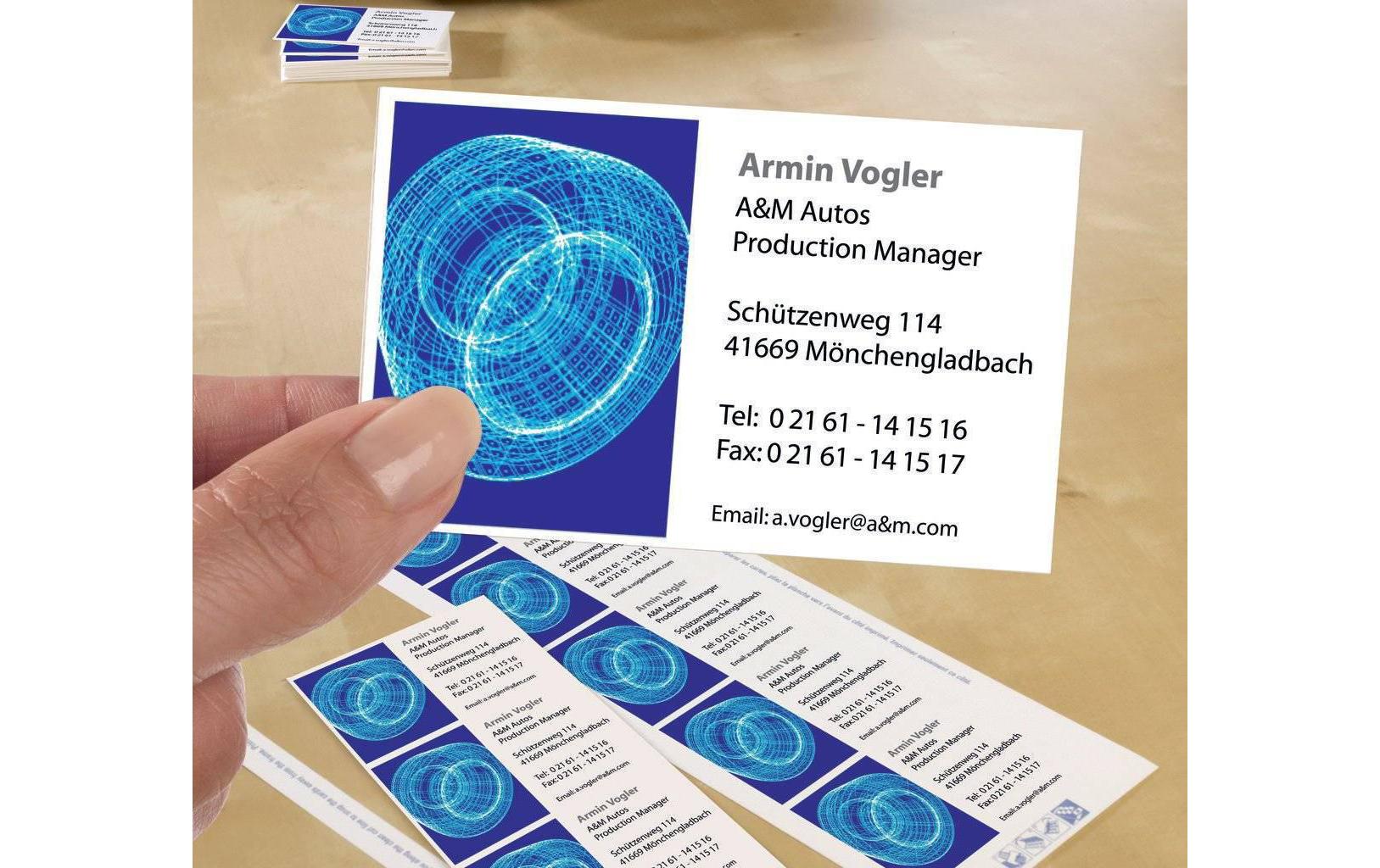 AVERY Zweckform Visitenkarten – 85 × 54 mm, matt, 185 g/m², für Inkjet/Laser, 100 Karten