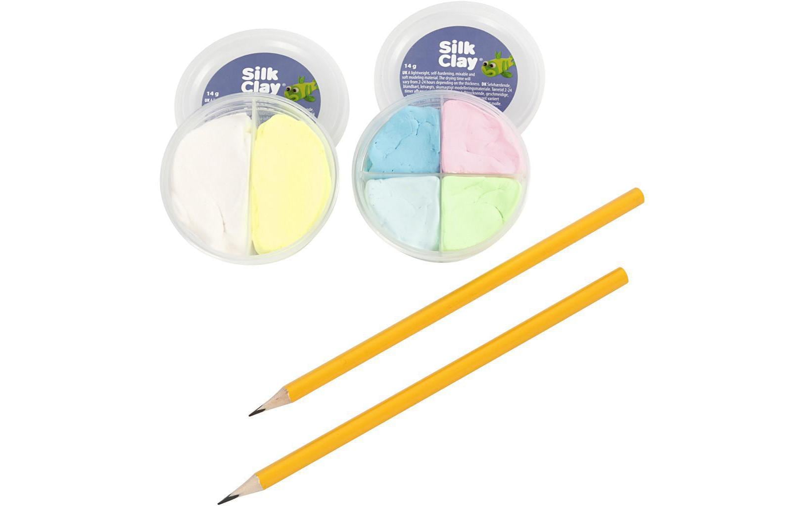 Creativ Company Modelliermasse-Set (lufthärtend) – blau, grün, weiss, gelb – ab 3 Jahren