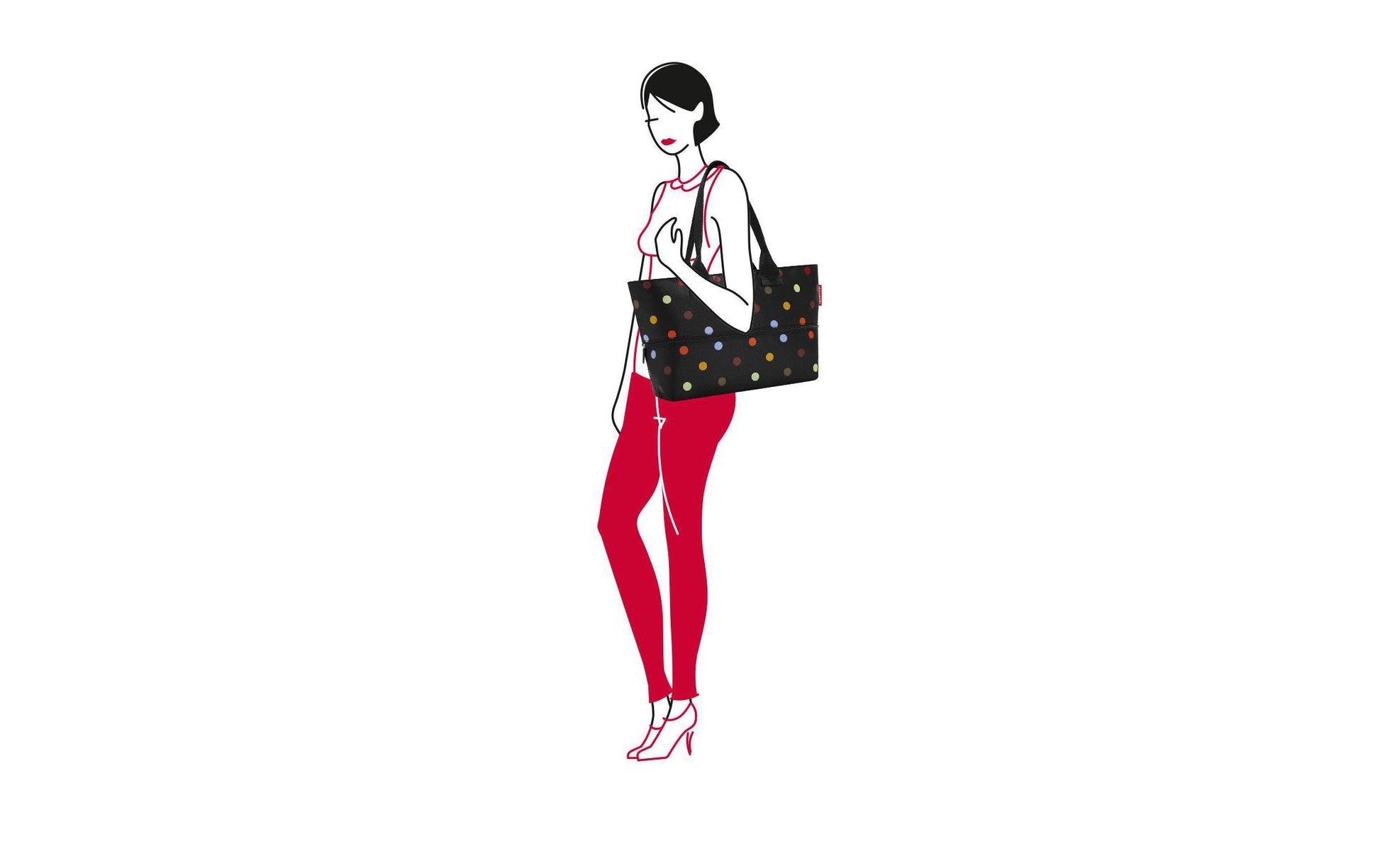 Reisenthel Stofftasche, Polyester, Motiv Punkte, 500×350×165 mm, lange Henkel