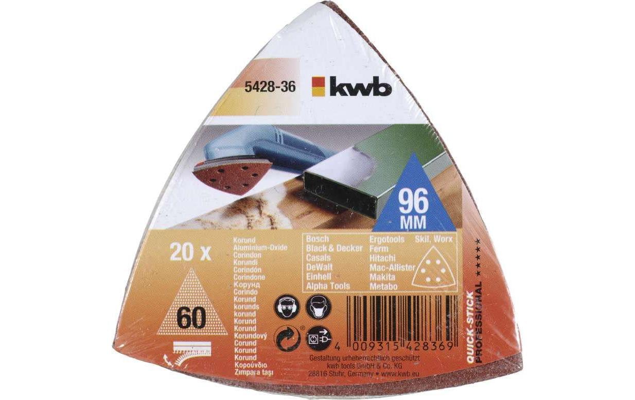 kwb Schleifaufsatz, K60, 96 mm, braun, 20 Stk.