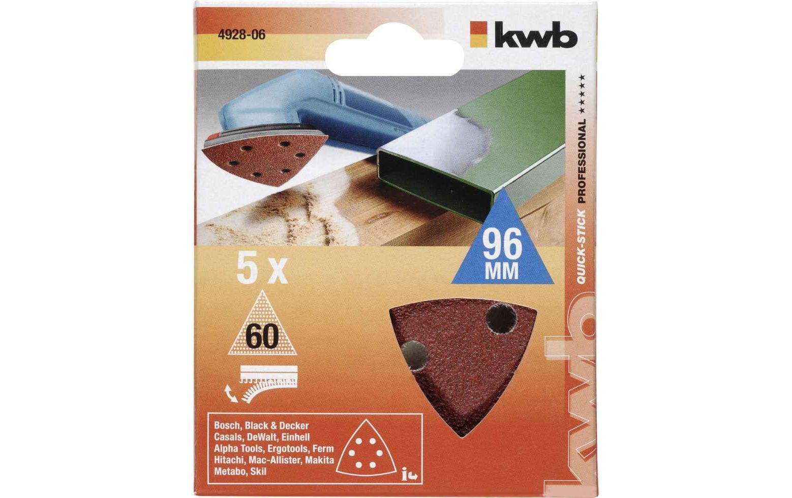 kwb Delta-Haftscheiben 96 mm K60 – für Holz, Metall, Farbe – 5 Stk