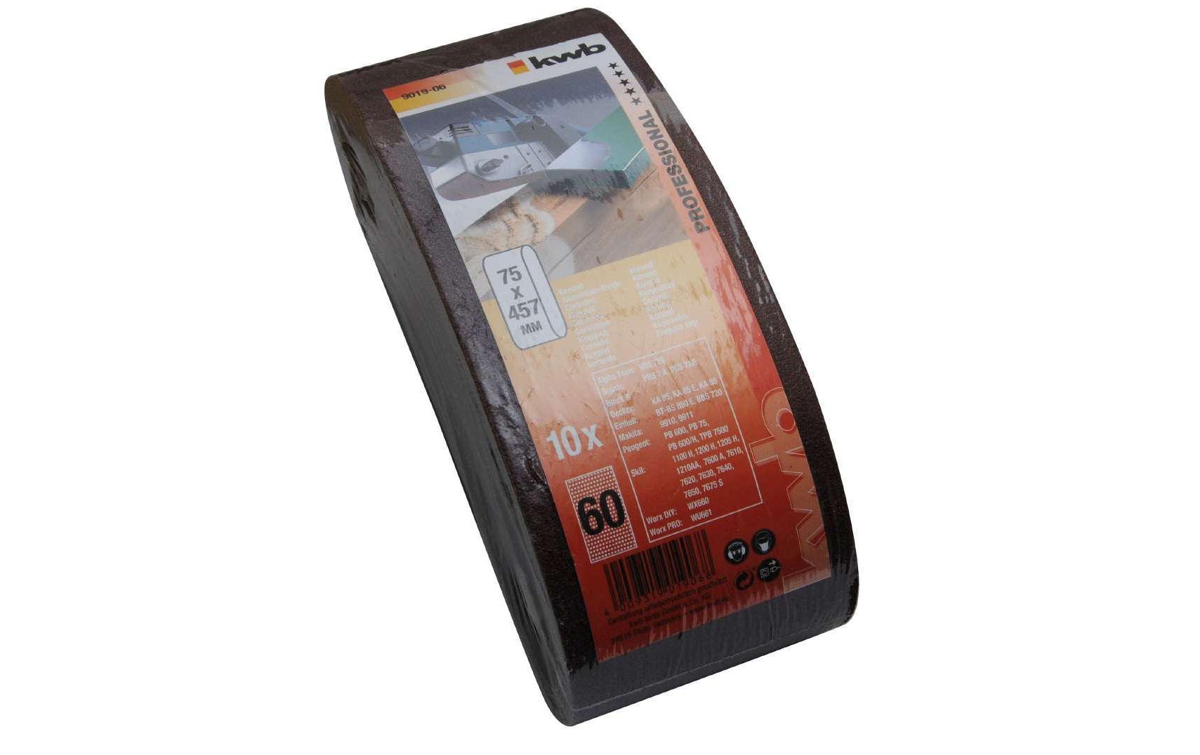 kwb Schleifband, K60, 75 mm × 457 mm, 10 Stk.