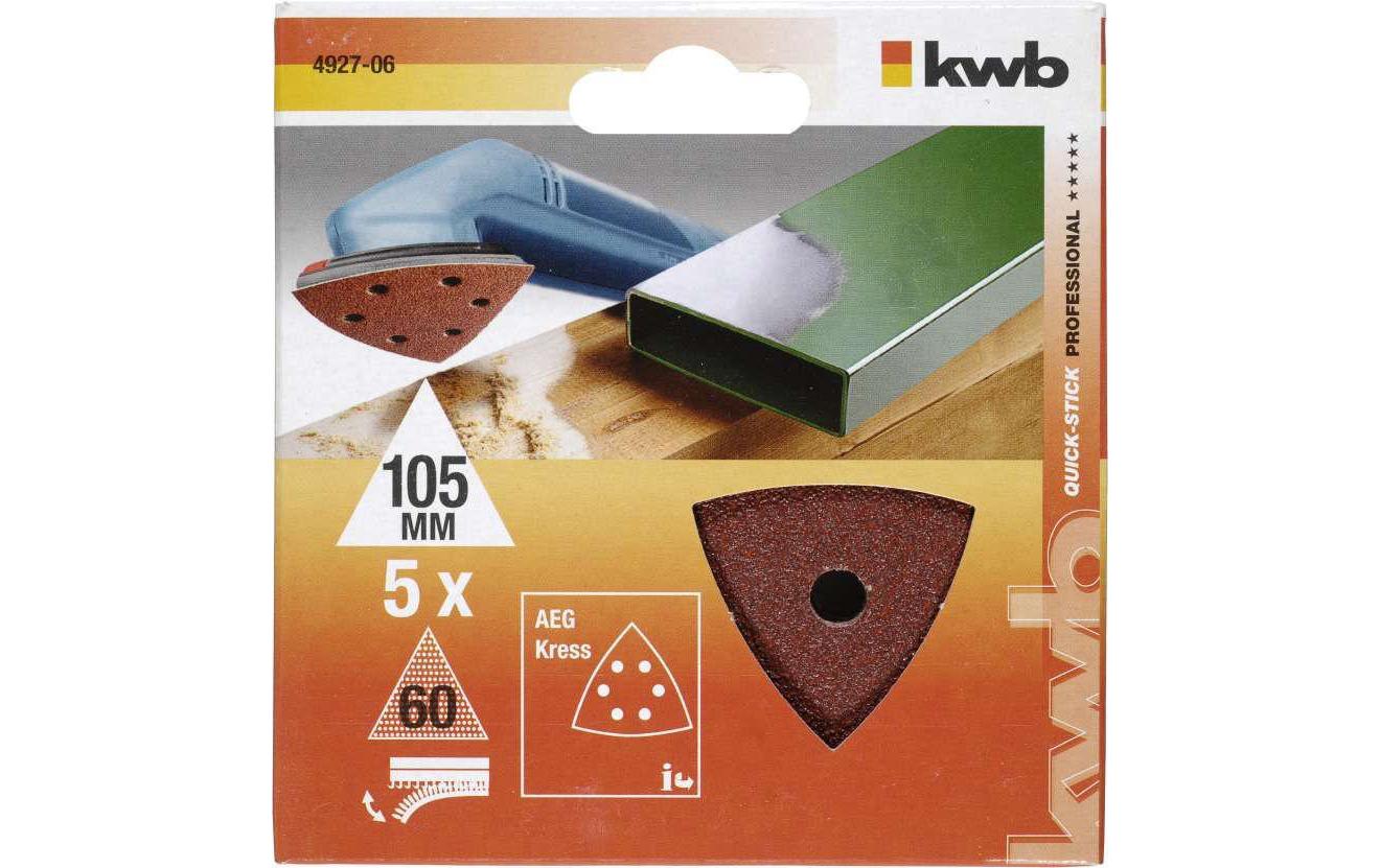 kwb Schleifpapier 105 mm P60 – für Metall – 5 Stk – Dreieck