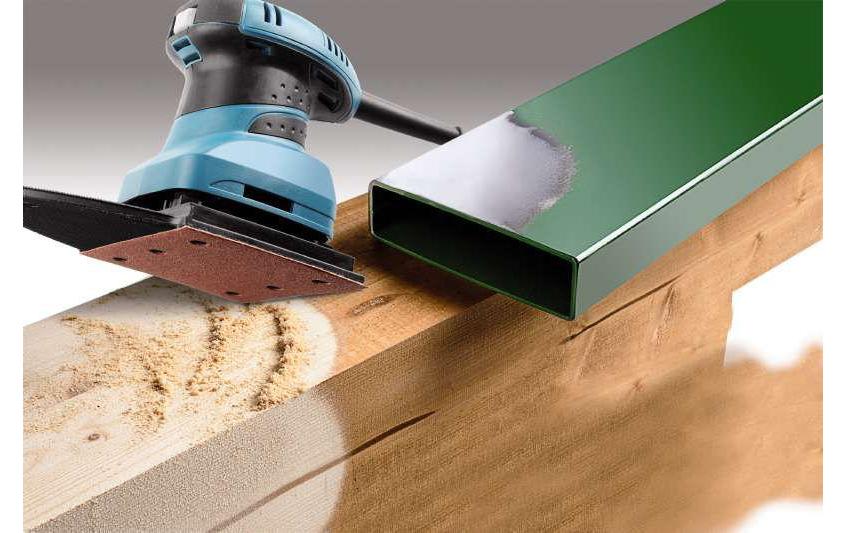 kwb Schleifpapier 115 × 100 mm P180 Korund – für Metall, Holz, Lackoberflächen – 5 Stk – 6 Löcher