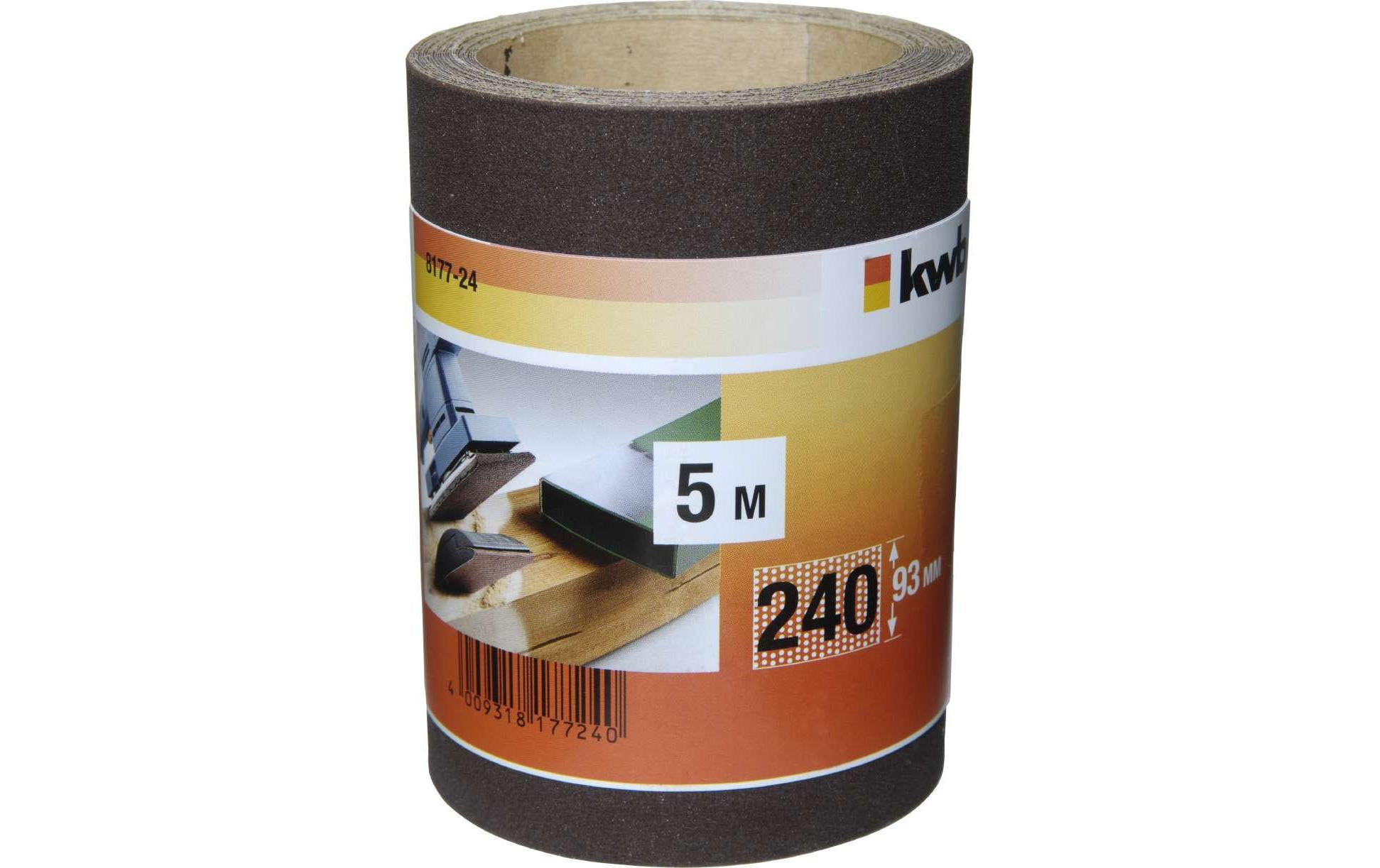 kwb Schleifpapier 93 × 5'000 mm P240 Korund – für Füllmaterial, Metall, Farbe u. a.