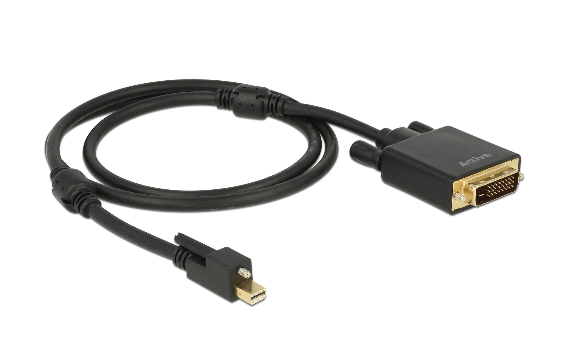 DeLOCK Mini DisplayPort auf DVI-D Kabel DP 1.2 4K 60 Hz – 1 m – aktiv, verriegelbar