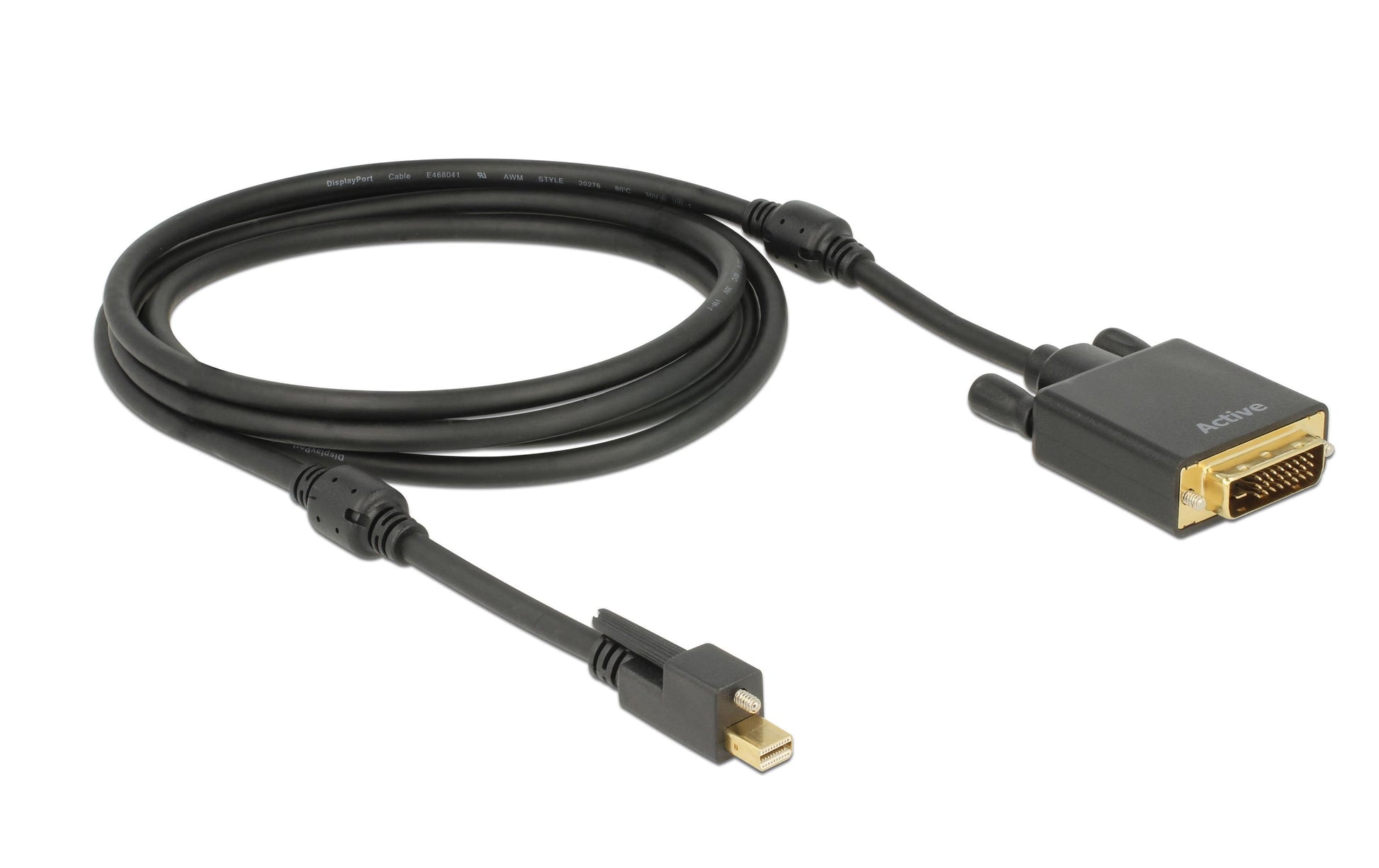 DeLOCK 83726 Kabel Mini DisplayPort zu DVI-D – 4096 × 2160, 2 m, DisplayPort 1.2, aktiv, verschraubbar, schwarz