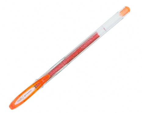 Uni-Ball Signo Sparkling Gelschreiber – orange, 0,7 mm, Glitzer, für dunkles Papier, Kappe