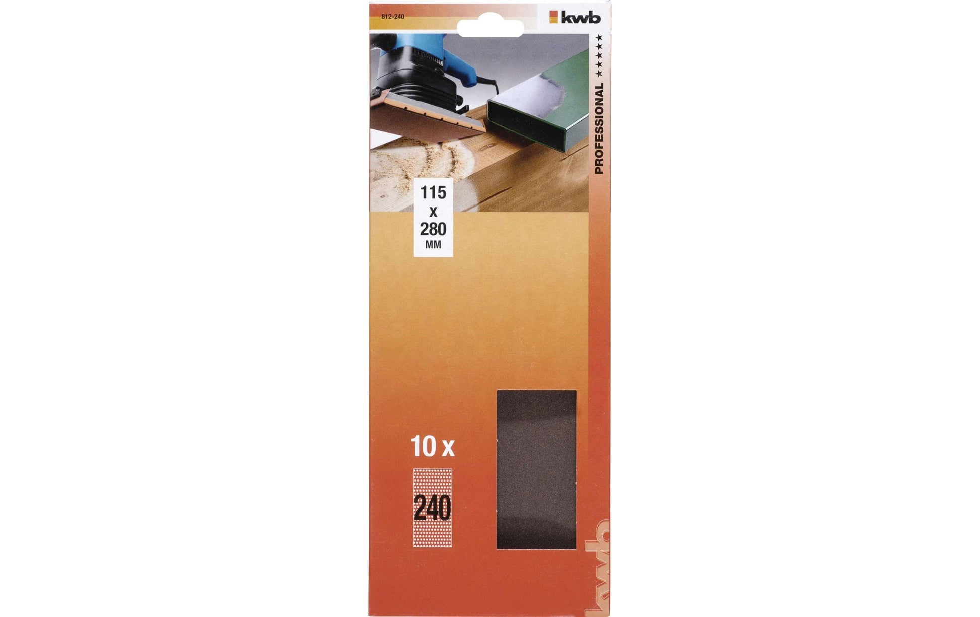 kwb Schleifblatt 280 × 115 mm Aluminiumoxid – für Metall, Holz – 10 Stk – P240