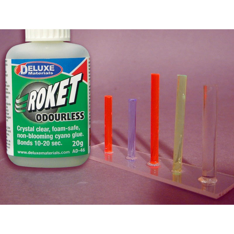 Deluxe Materials Sekundenkleber Roket Odourless Flasche – transparent – 20 g – für Kunststoff