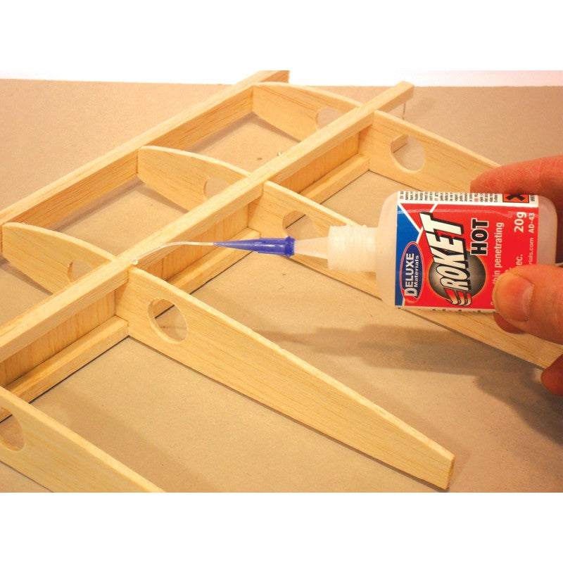 Deluxe Materials Spezialkleber Roket Max CA – transparent, 20 g, für Kunststoff