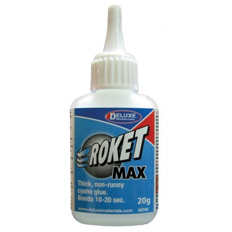 Deluxe Materials Spezialkleber Roket Max CA – transparent, 20 g, für Kunststoff