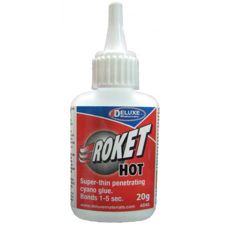Deluxe Materials Sekundenkleber Roket Hot CA – Transparent – 20 g – für Holz