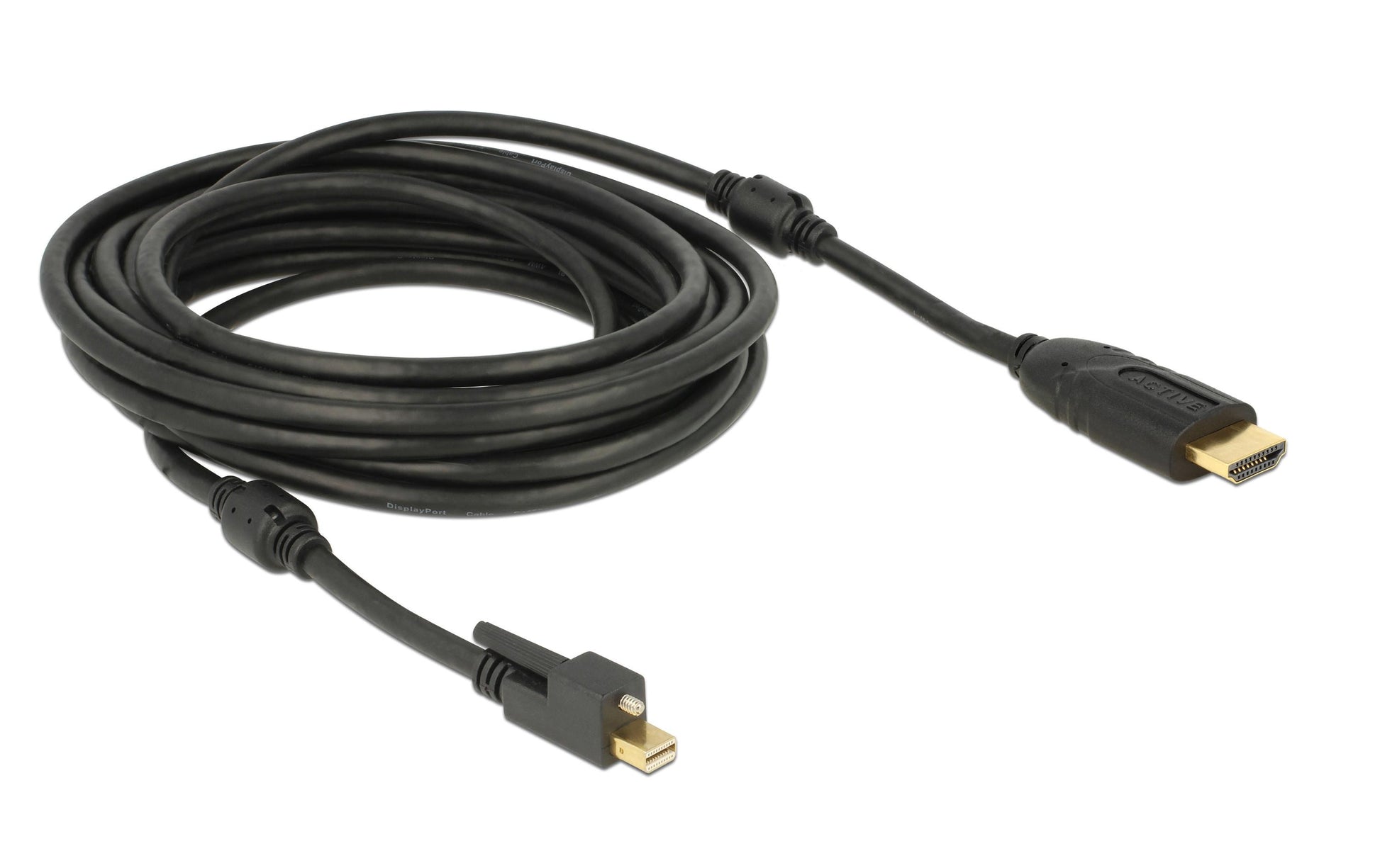 DeLOCK Mini-DisplayPort-auf-HDMI-Kabel DP 1.2 4K 60 Hz – 5 m – aktiv, verriegelbar