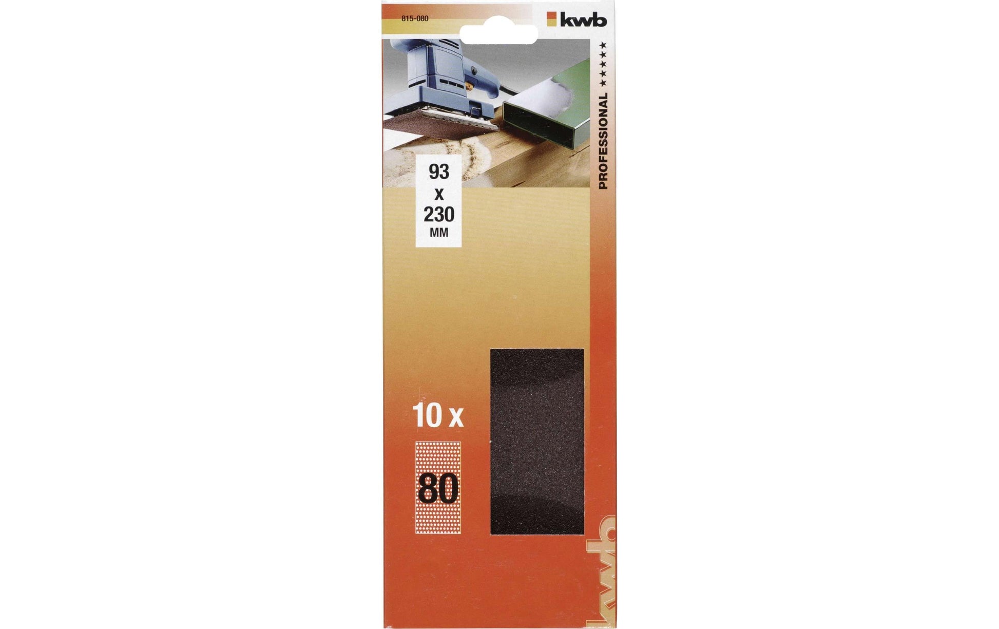 kwb Schleifpapier 93 × 230 mm Korund – für Metall, Holz – 10 Stk – P80