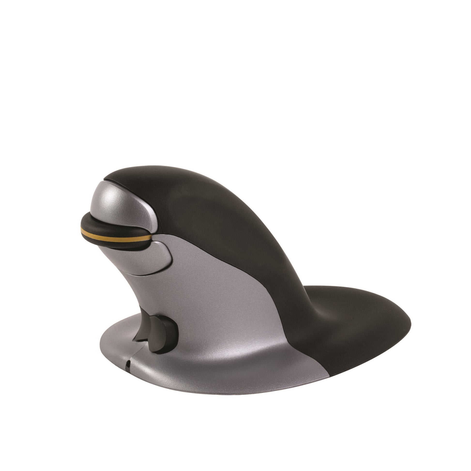 Fellowes Penguin S Ergonomische Maus – kabellos, beidhändig, vertikal, antimikrobieller Schutz, schwarz/silber