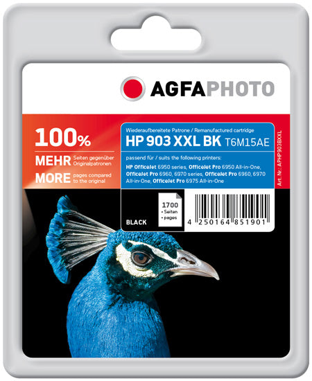 AgfaPhoto Schwarze Tintenpatrone (Kompatibel) – 1'700 Seiten – für HP Officejet 6951/6954/6962…