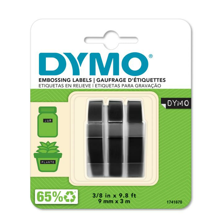 DYMO Schriftband – 9 mm × 3 m, schwarz, weiss – 3 Stück