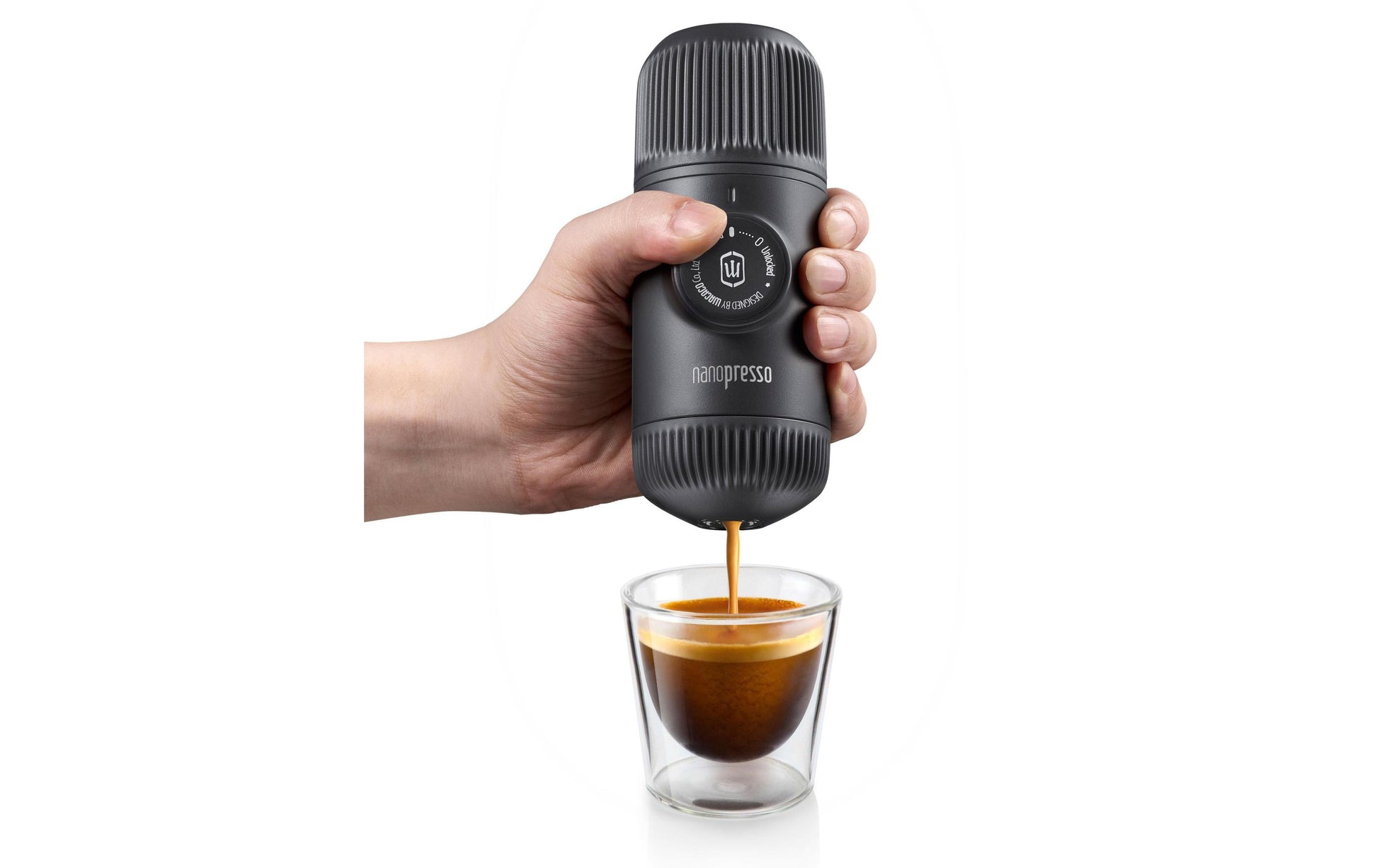 Wacaco Nanopresso Espressomaschine (Siebträger) – 18 bar, 0,1 l, schwarz, 15,6×7,1×6,2 cm