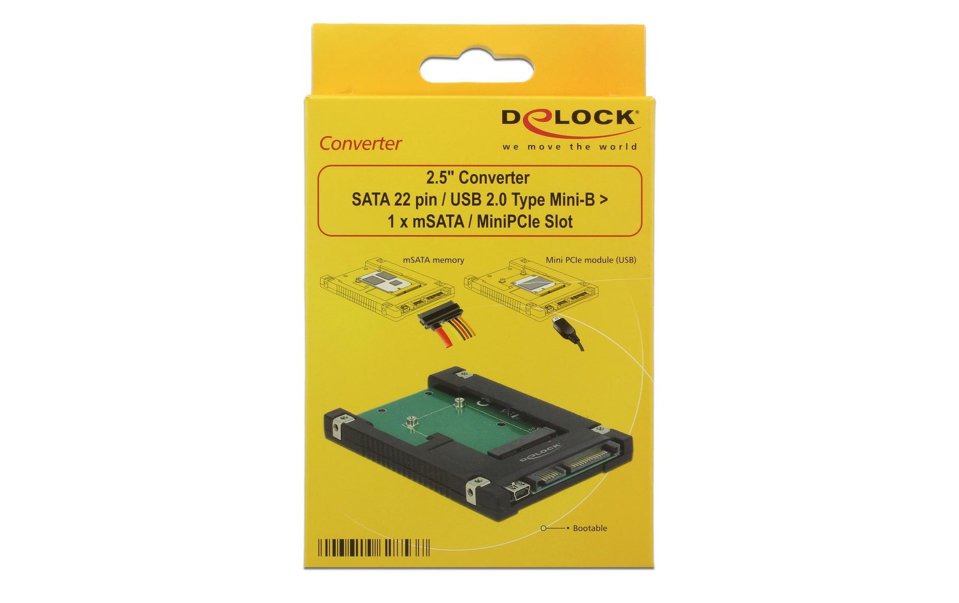 DeLOCK 62853 Adapter mSATA zu SATA (2,5") – 6 Gbit/s – für mSATA-Module, 2,5" SATA