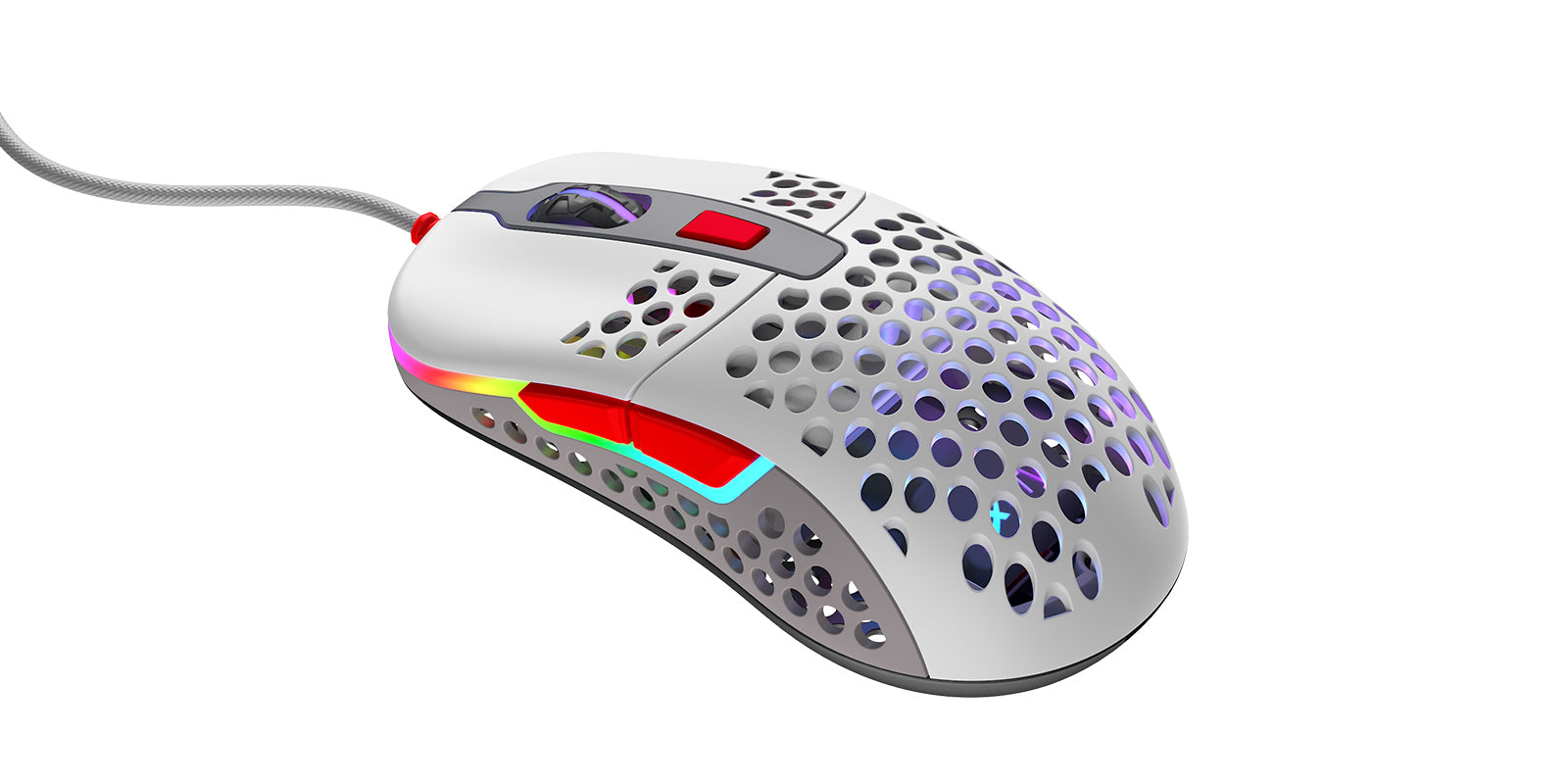 R-Go Tools CHERRY XTRFY M42 Gaming-Maus – kabelgebunden, 125/500/1'000 Hz, beidhändig, RGB-Beleuchtung, mehrfarbig