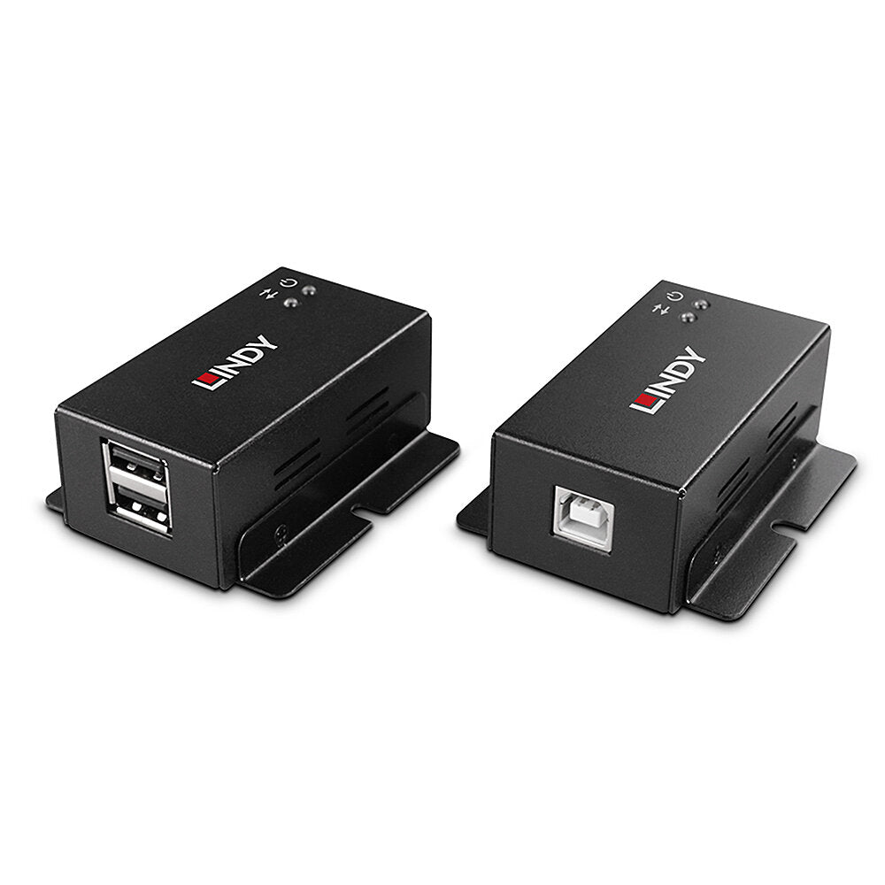 Lindy 43386 Medienkonverter USB 2.0 zu RJ-45 – bis 50 m, USB 2.0 (480 Mbit/s), 2× RJ-45, 3× USB 2.0, für Cat5e