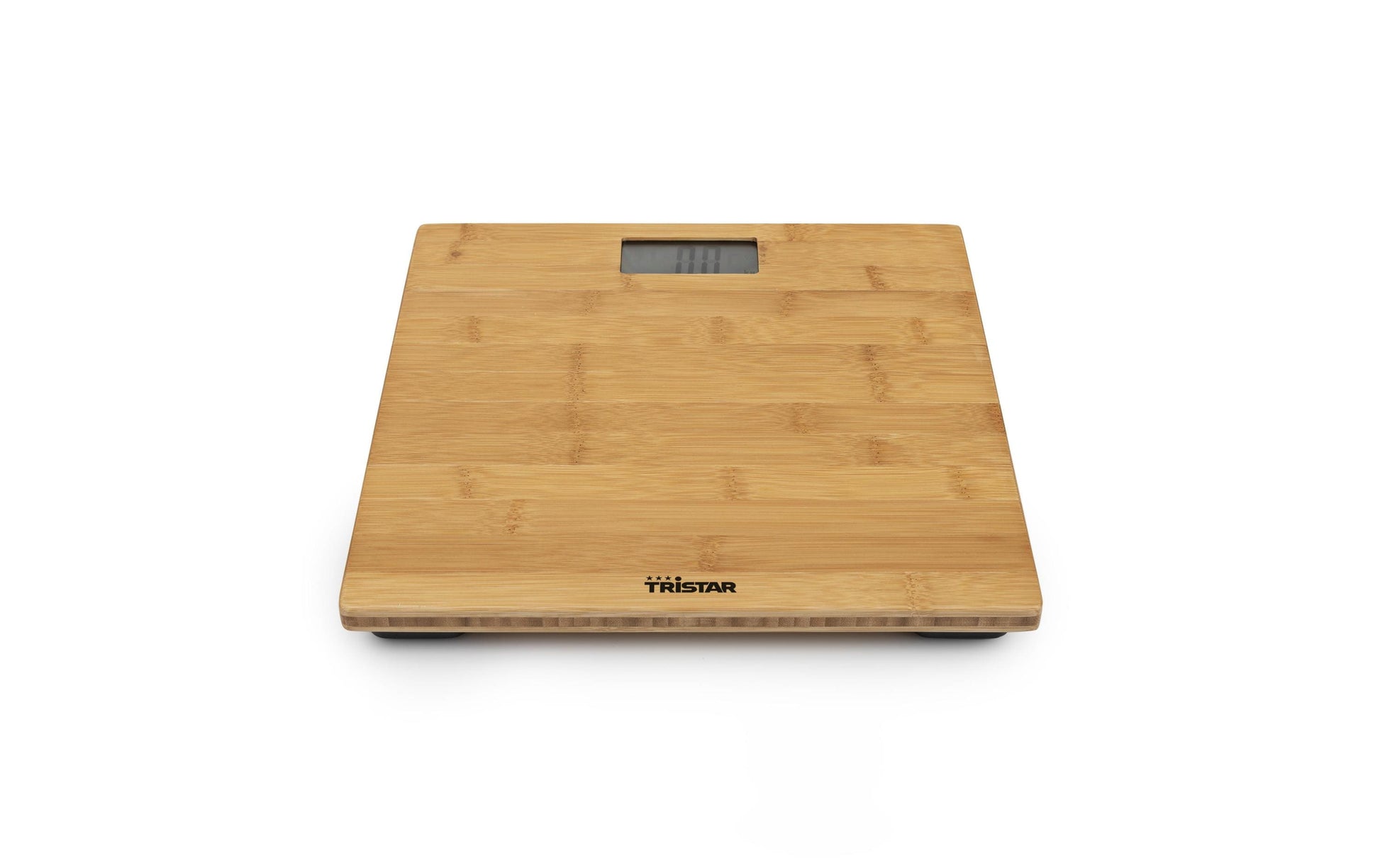 Tristar Paketwaage WG-2432 – Tragkraft 180 kg, Teilung 100 g, Wiegefläche 30 × 30 cm, Batterie, Bambus, Braun