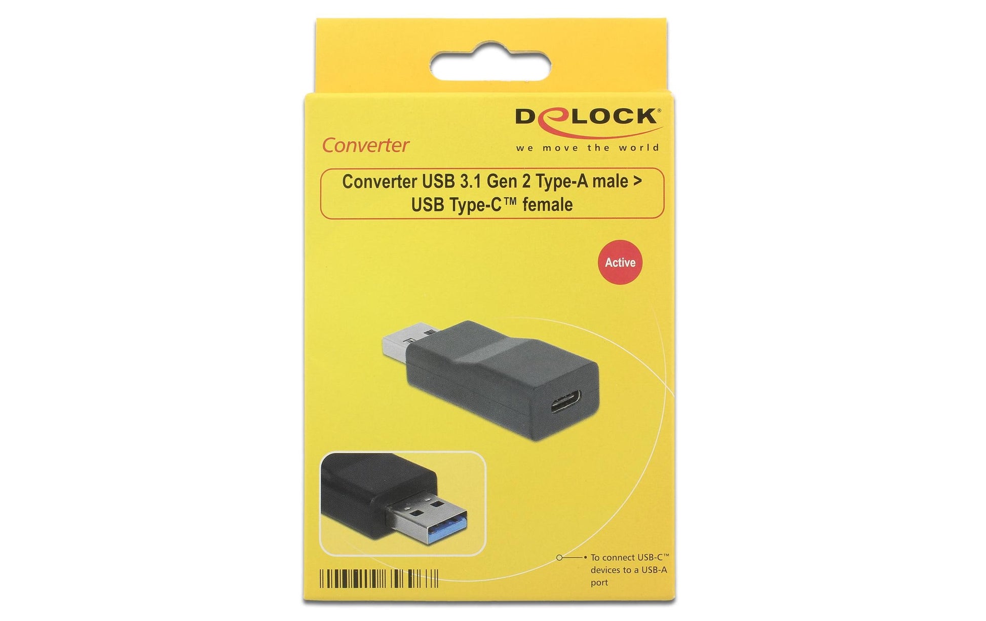 DeLOCK USB-Adapter USB-A auf USB-C – USB 3.2 Gen 2 (10 Gbit/s) – Schwarz